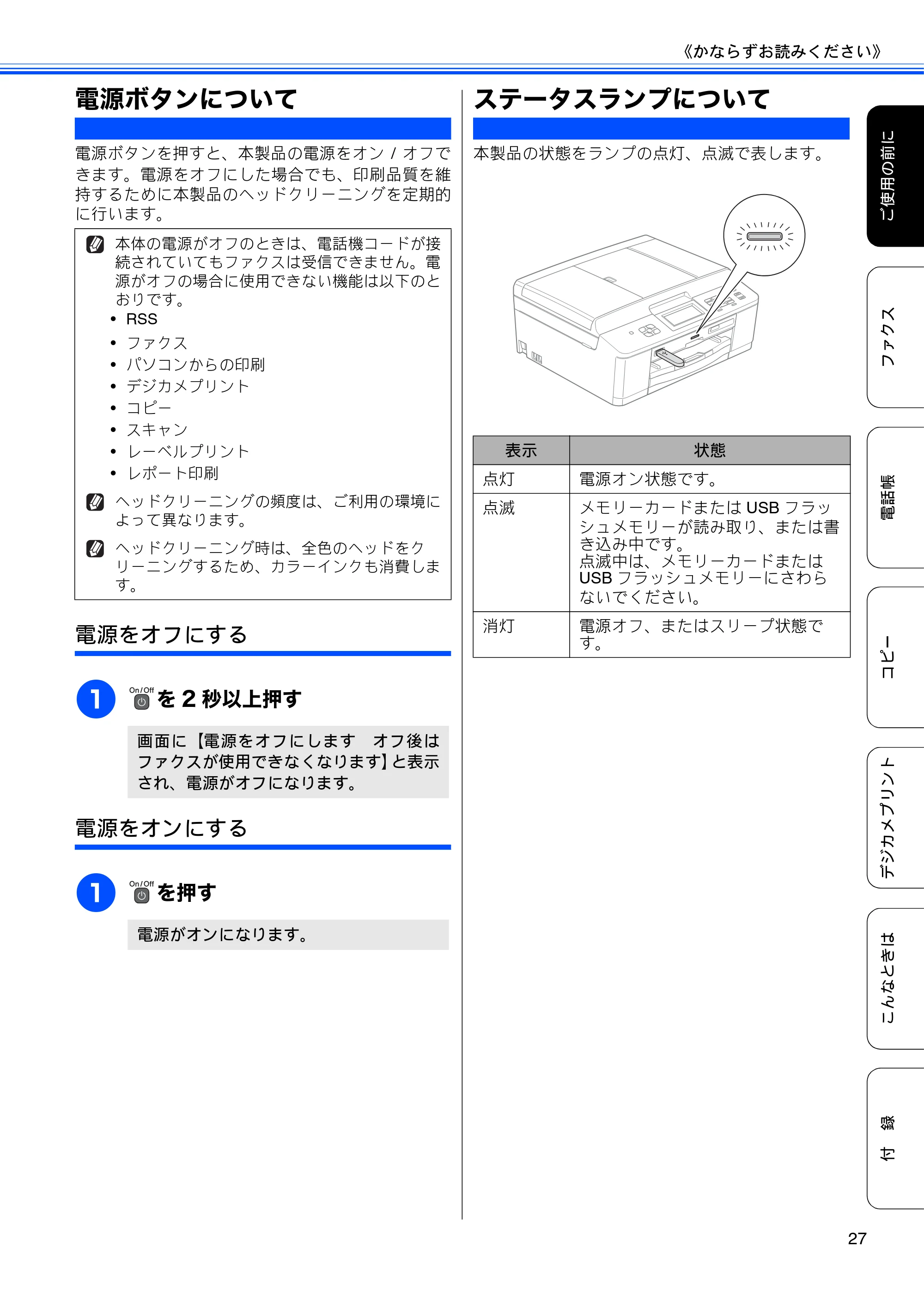 ブラザー MFC-J825N ユーザーズガイド ～基本編～ — 電源ボタンについて — 原本ページ — 29ページ