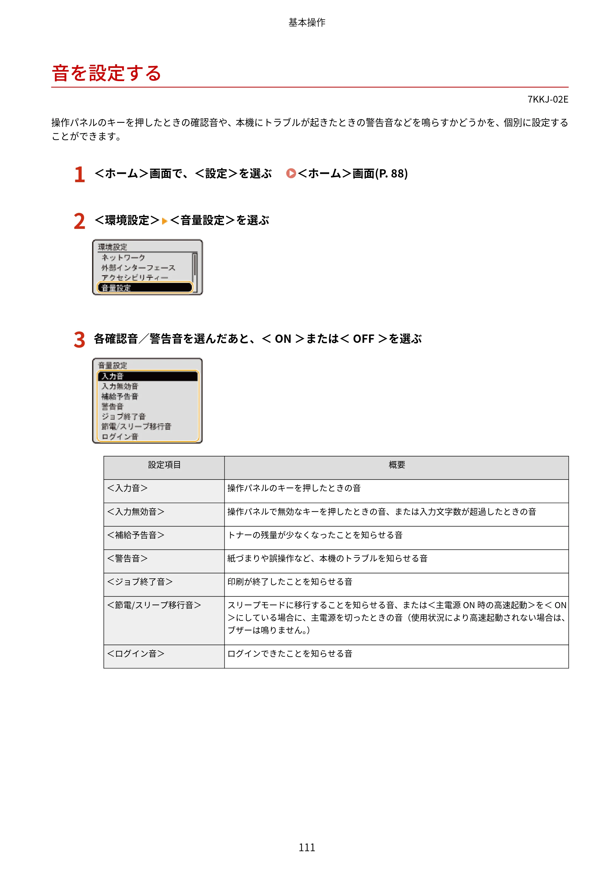 キヤノン LBP722Ci ユーザーズガイド 2026年6月25日更新（PDF：6.52MB） — 音を設定する — 原本ページ — 119ページ
