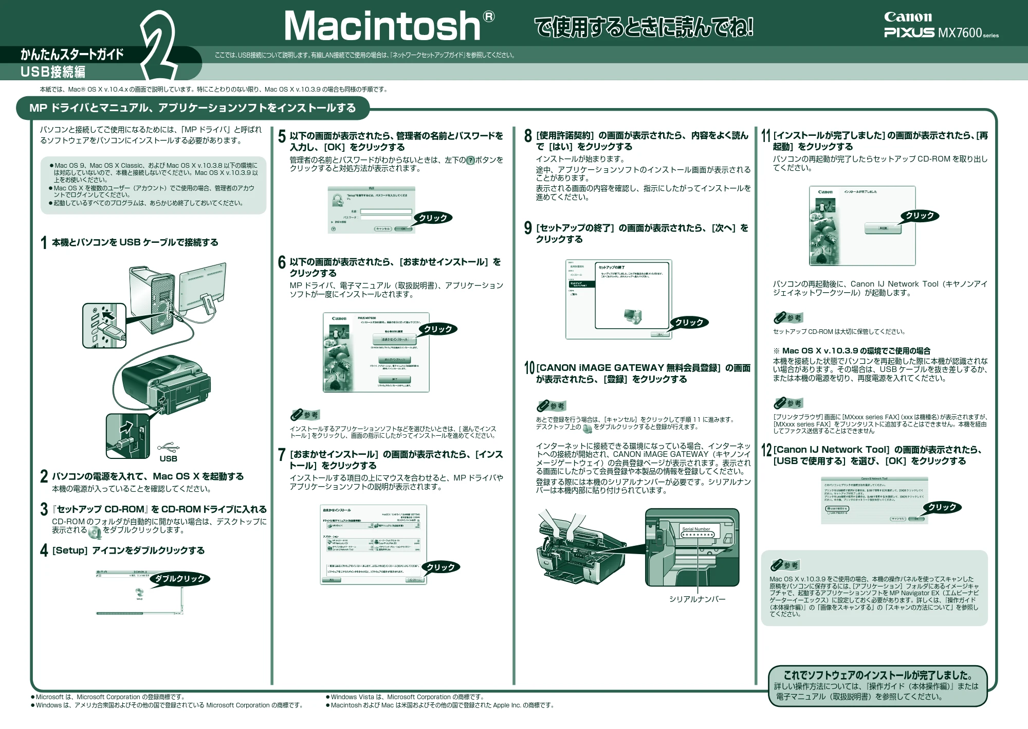 キヤノン PIXUS MX7600 かんたんスタートガイド(USB接続編) (PDF形式/2.13Mバイト) — 原本ページ — 2ページ