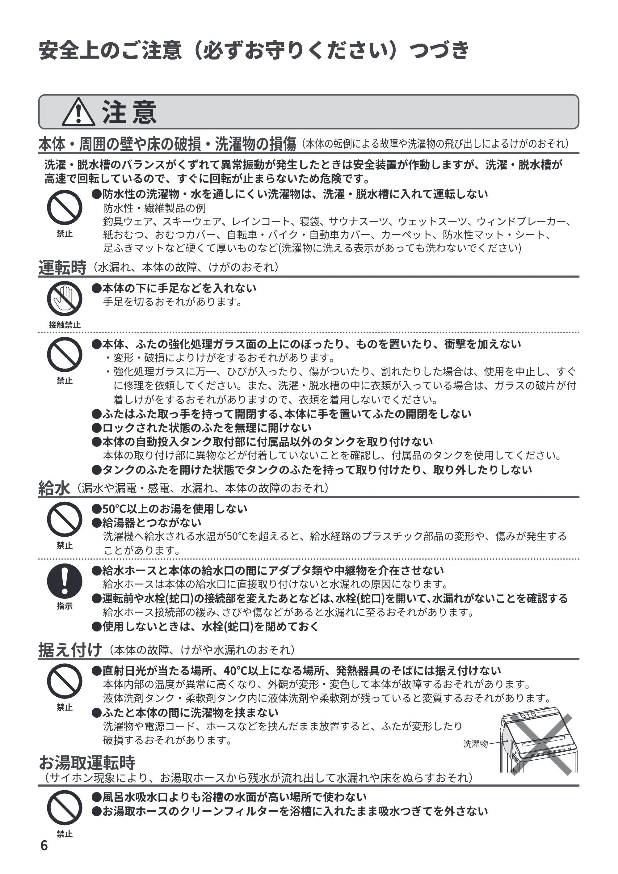 日立 BW-X100PE6 / BW-X90PE6 取扱説明書 — 原本ページ — 6ページ