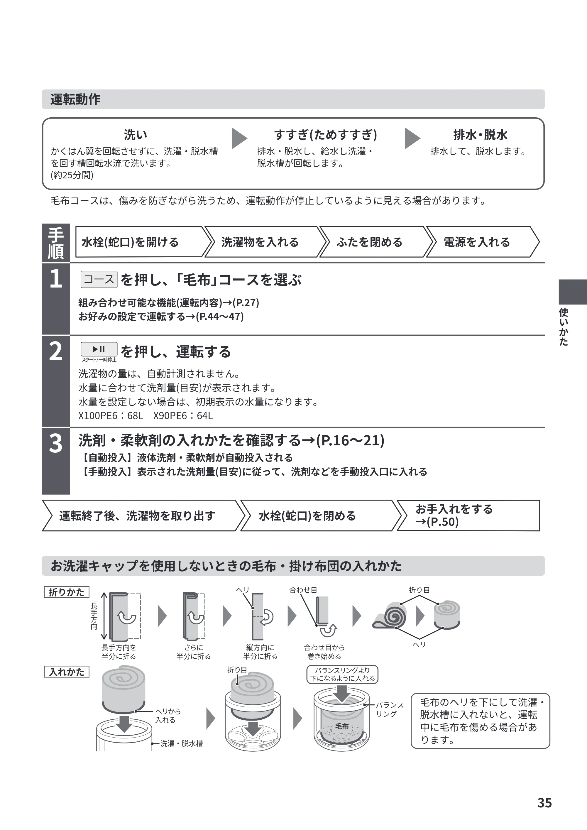 日立 BW-X100PE6 / BW-X90PE6 取扱説明書 — 原本ページ — 35ページ