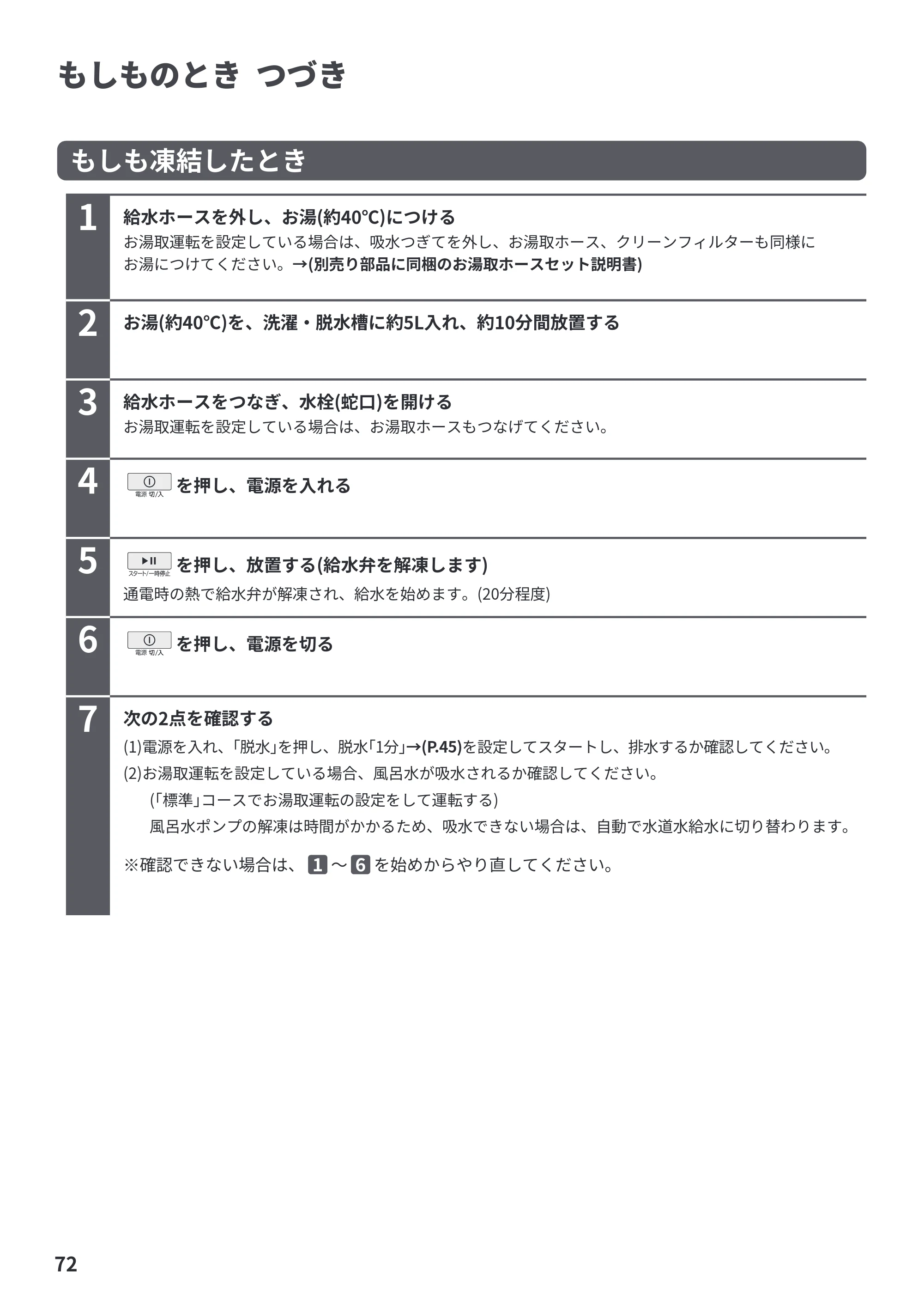 日立 BW-X100PE6 / BW-X90PE6 取扱説明書 — 原本ページ — 72ページ