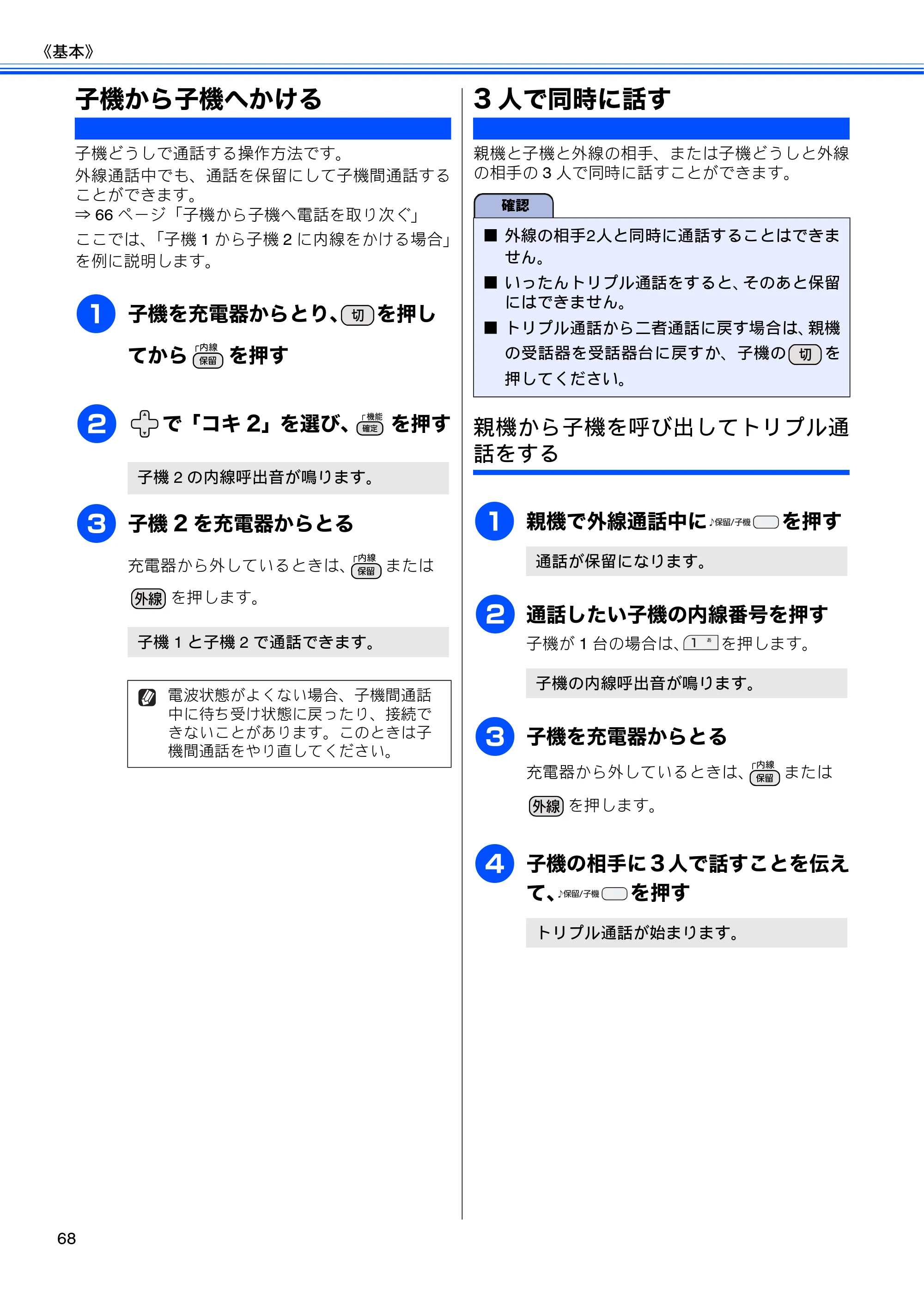 ブラザー MFC-J710D/ MFC-J710DW ユーザーズガイド ~基本編~ — 子機から子機へかける — 原本ページ — 70ページ