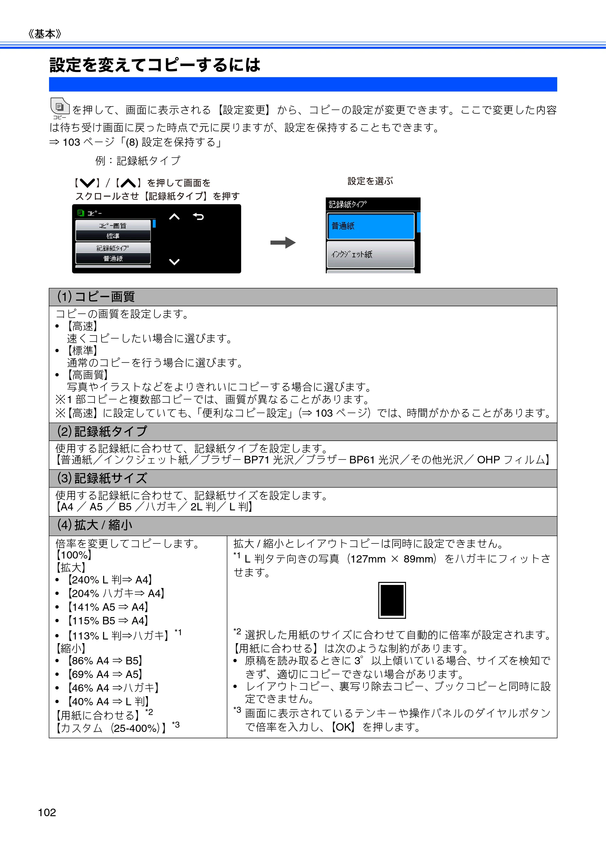 ブラザー MFC-J710D/ MFC-J710DW ユーザーズガイド ~基本編~ — 設定を変えてコピーするには — 原本ページ — 104ページ