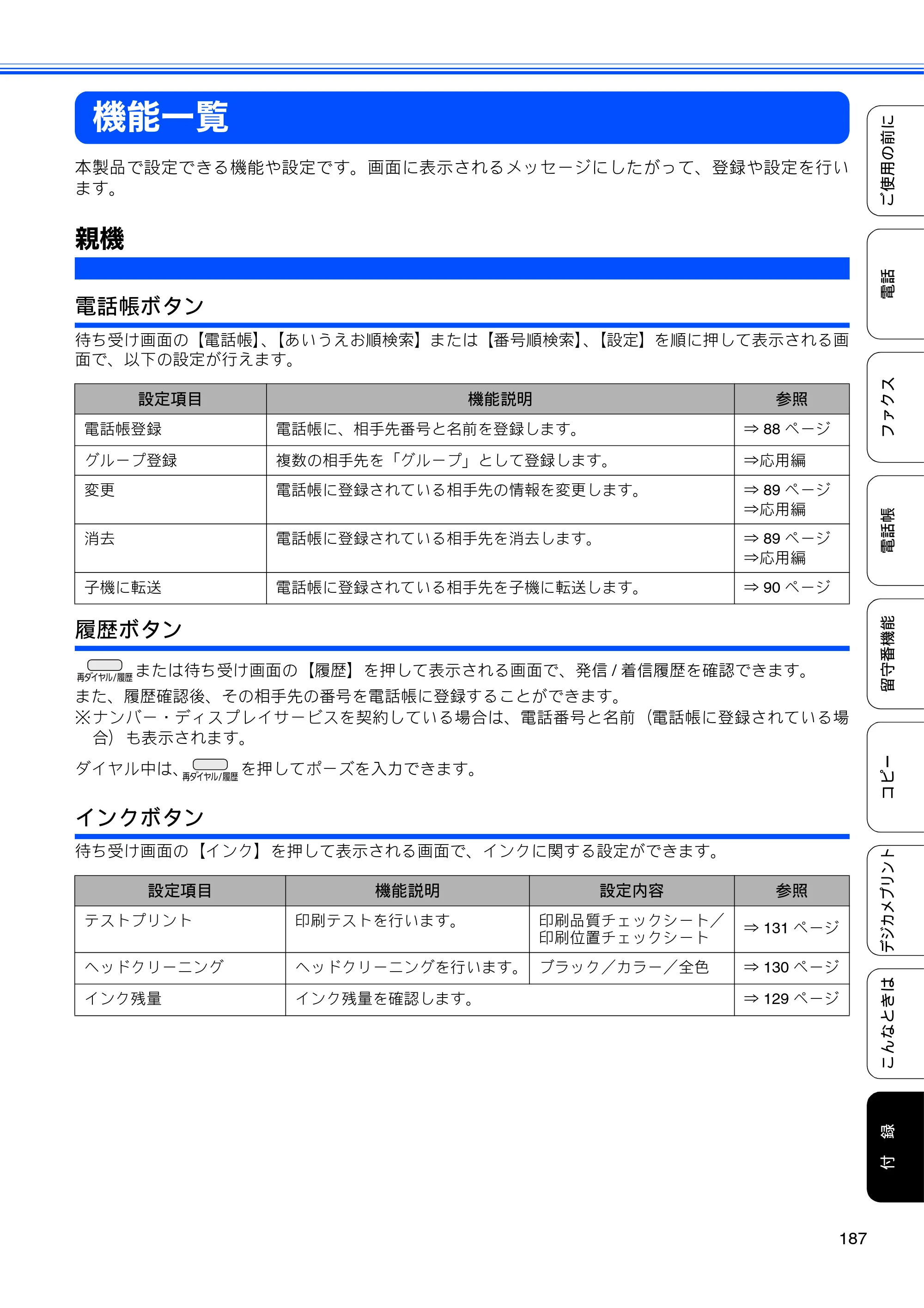 ブラザー MFC-J710D/ MFC-J710DW ユーザーズガイド ~基本編~ — 機能一覧 — 原本ページ — 189ページ