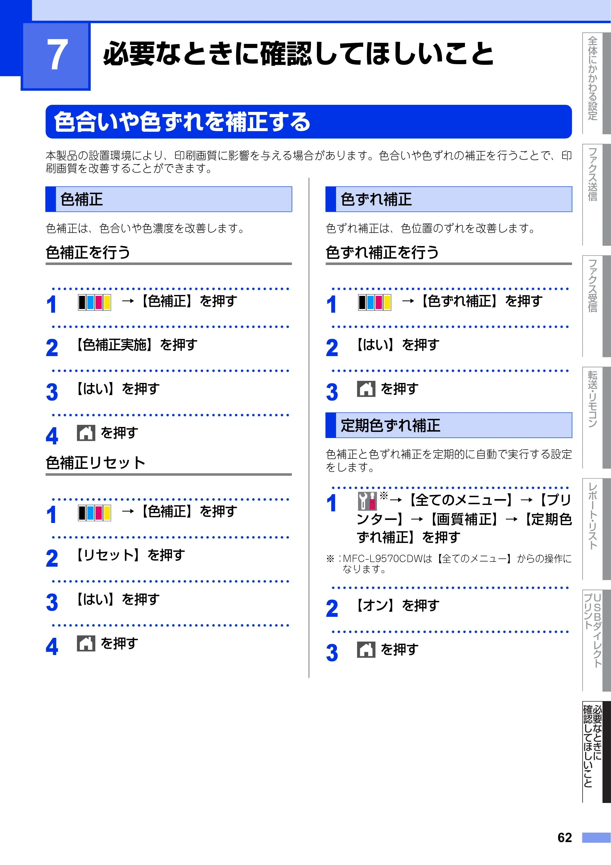 ブラザー MFC-L8610CDW / MFC-L9570CDW ユーザーズガイド ～応用編～ — 第7章 必要なときに確認してほしいこと — 原本ページ — 62ページ