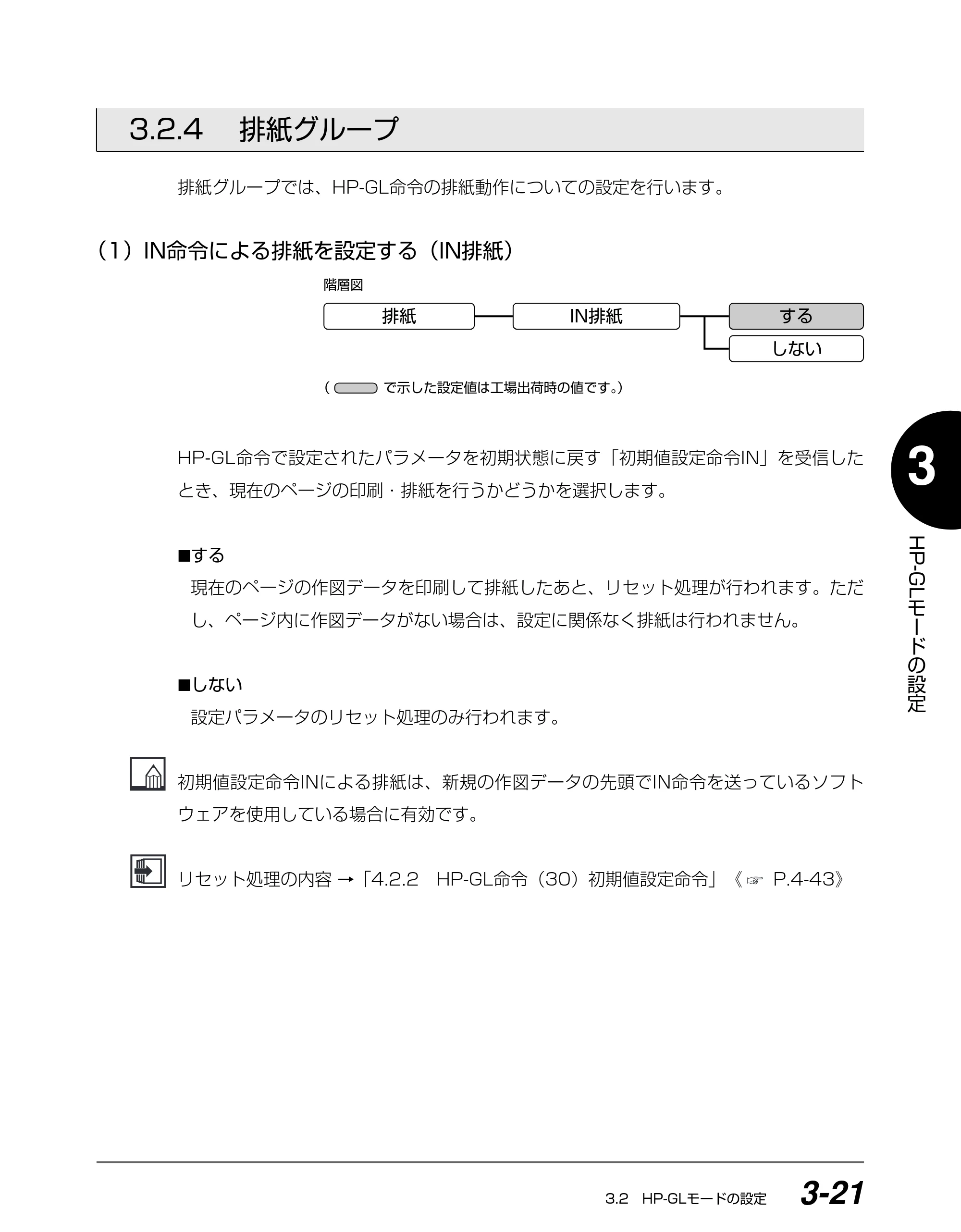 キヤノン BIJ2350/BIJ1350/BIJ1350D HP-GLユーザーズガイド （PDF形式／1.91Mバイト） — 3.2.4 排紙グループ — 原本ページ — 58ページ