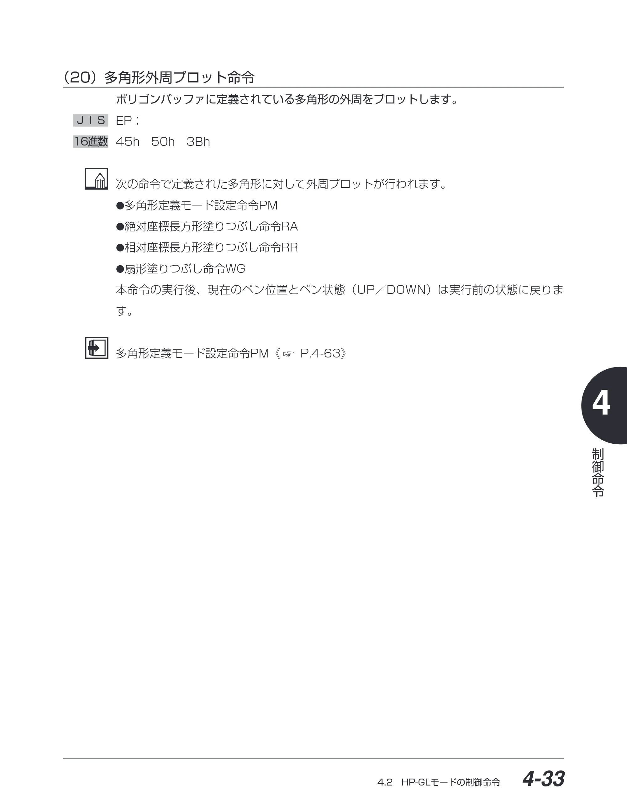 キヤノン BIJ2350/BIJ1350/BIJ1350D HP-GLユーザーズガイド （PDF形式／1.91Mバイト） — （20）多角形外周プロット命令 — 原本ページ — 104ページ