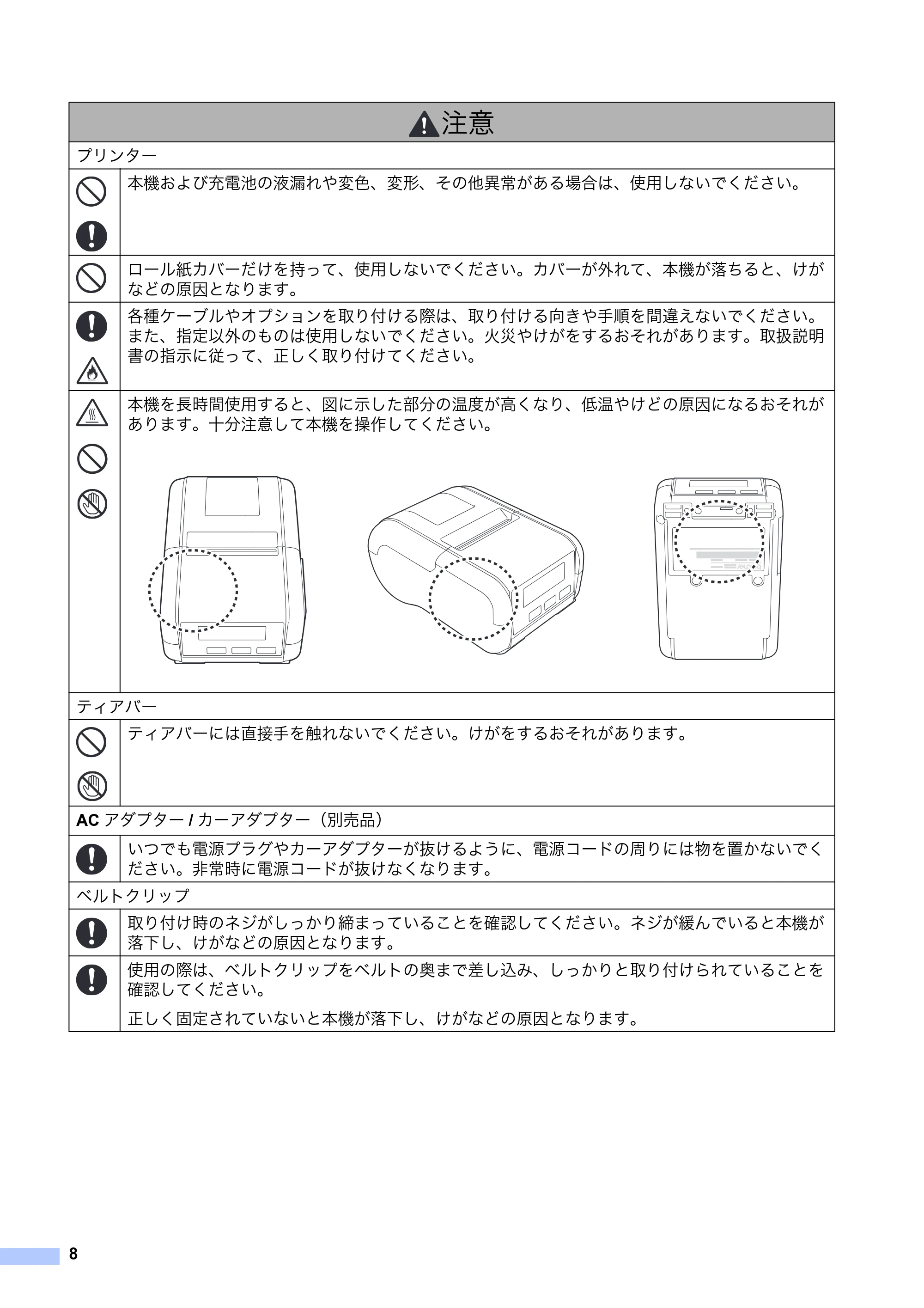 ブラザー RJ-2030 / RJ-2050 / RJ-2140 安全にお使いいただくために — 原本ページ — 9ページ