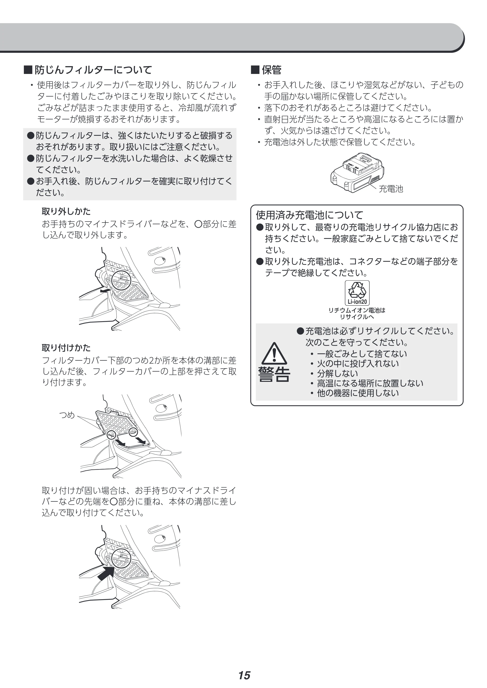 アイリスオーヤマ JGT160M2 取扱説明書 — 原本ページ — 15ページ