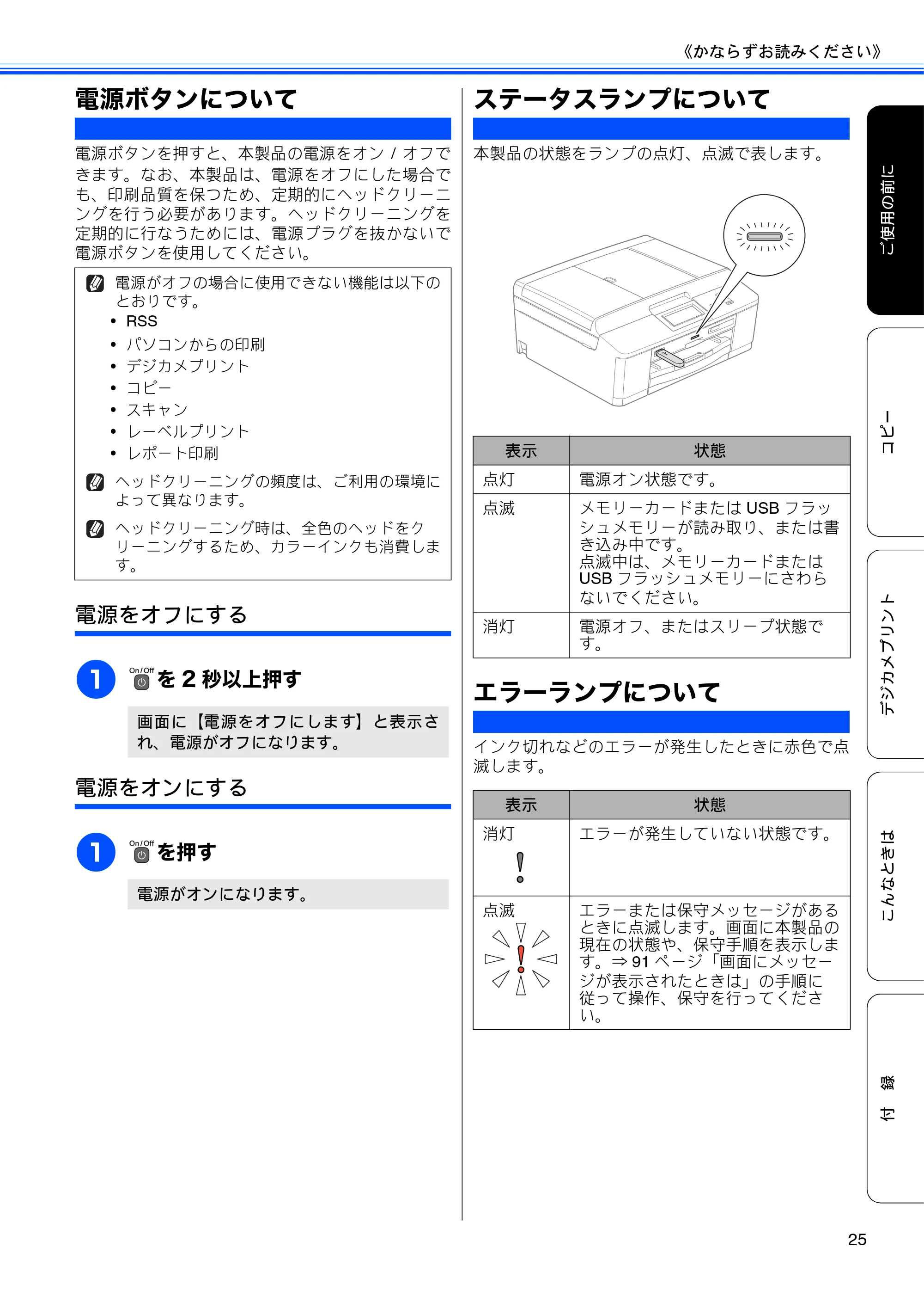 ブラザー DCP-J940N-B/W/ECO ユーザーズガイド ~基本編~ — 電源ボタンについて — 原本ページ — 27ページ