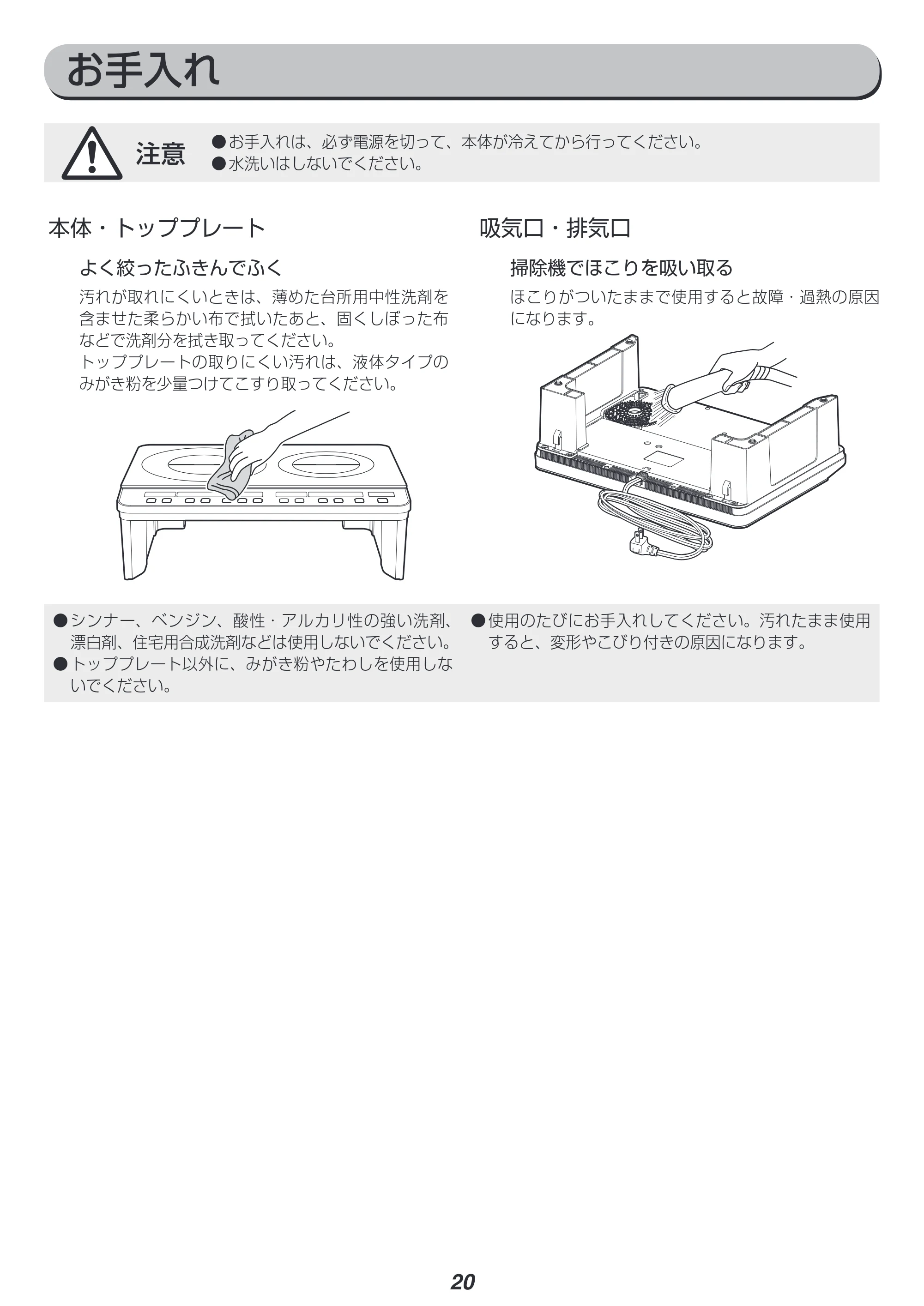 アイリスオーヤマ IHK-W1S 取扱説明書 — 原本ページ — 20ページ