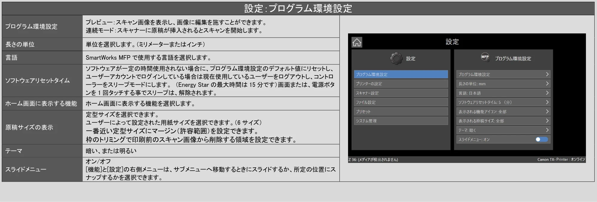 キヤノン TZ-32000 SmartWorks MFP6(ver.6.3) PDF版ヘルプ 2024年10月2日掲載 (PDF形式/7.17Mバイト) — 設定:プログラム環境設定 — 原本ページ — 48ページ
