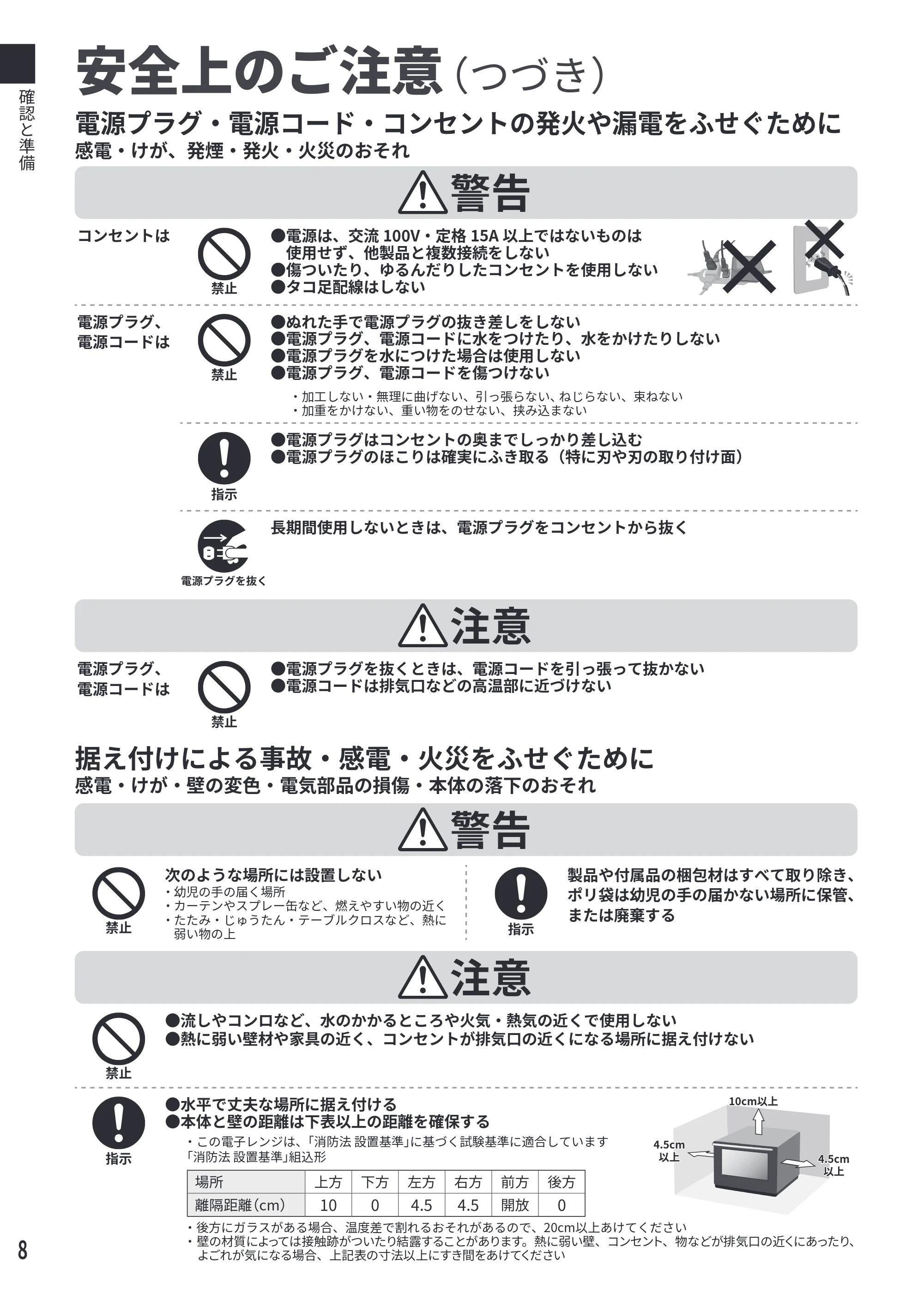 日立 MRO-F6E 取扱説明書 — 安全上のご注意（つづき） — 原本ページ — 8ページ