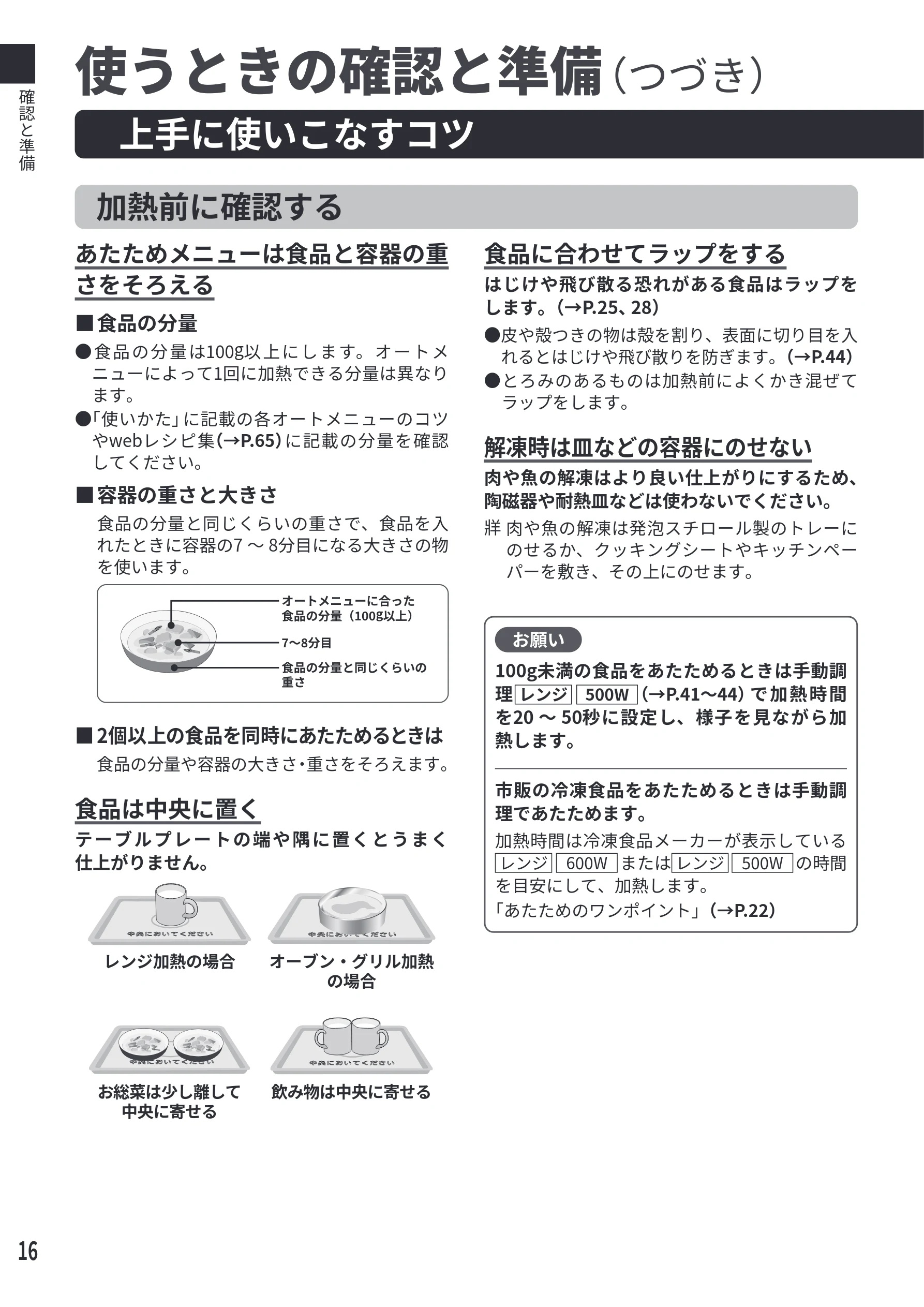 日立 MRO-F6E 取扱説明書 — 上手に使いこなすコツ — 図版 16-1 — 16ページ