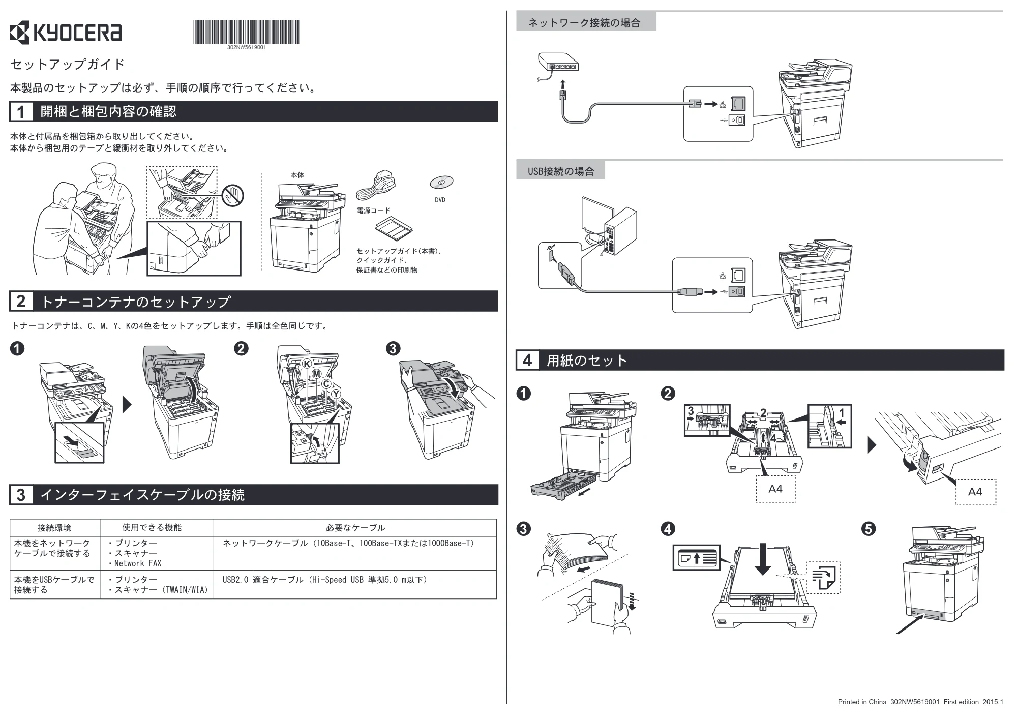 京セラ ECOSYS M6530cdn ECOSYS M6530cdn セットアップガイド — 原本ページ — 1ページ