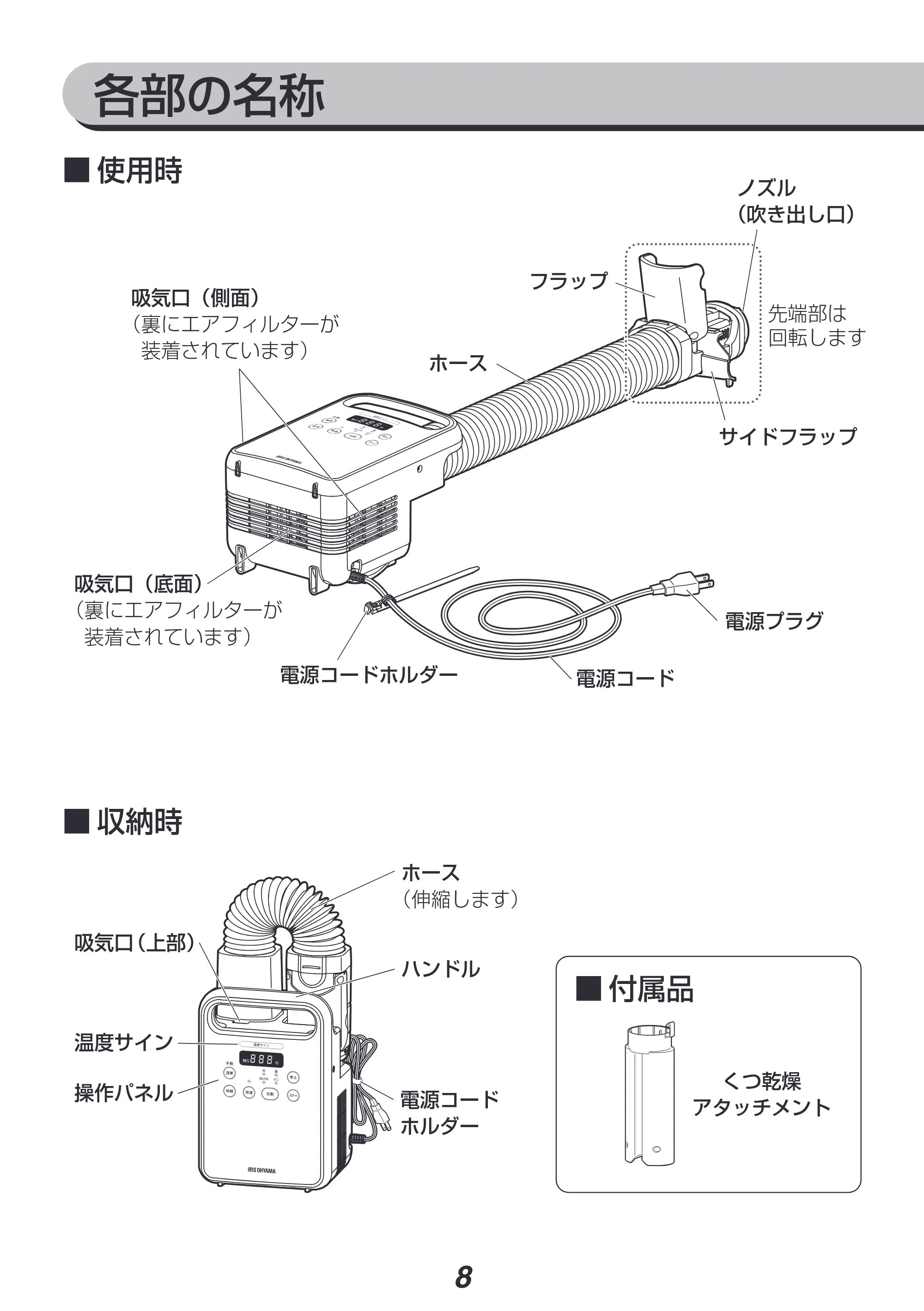 アイリスオーヤマ FK-C4 取扱説明書 — 原本ページ — 8ページ