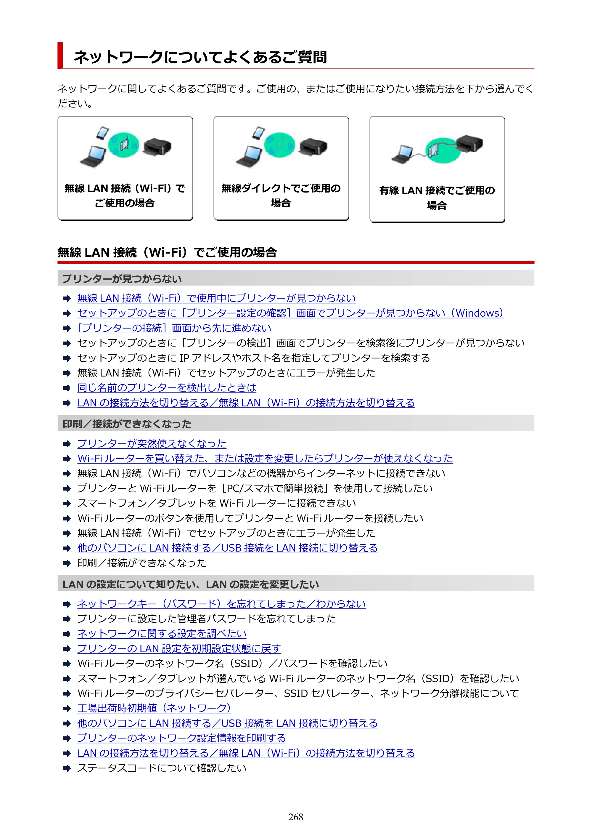 キヤノン G5030 電子マニュアル PDF版 （Windows版） 2019年6月13日掲載（PDF：10.2MB） — ネットワークについてよくあるご質問 — 原本ページ — 268ページ