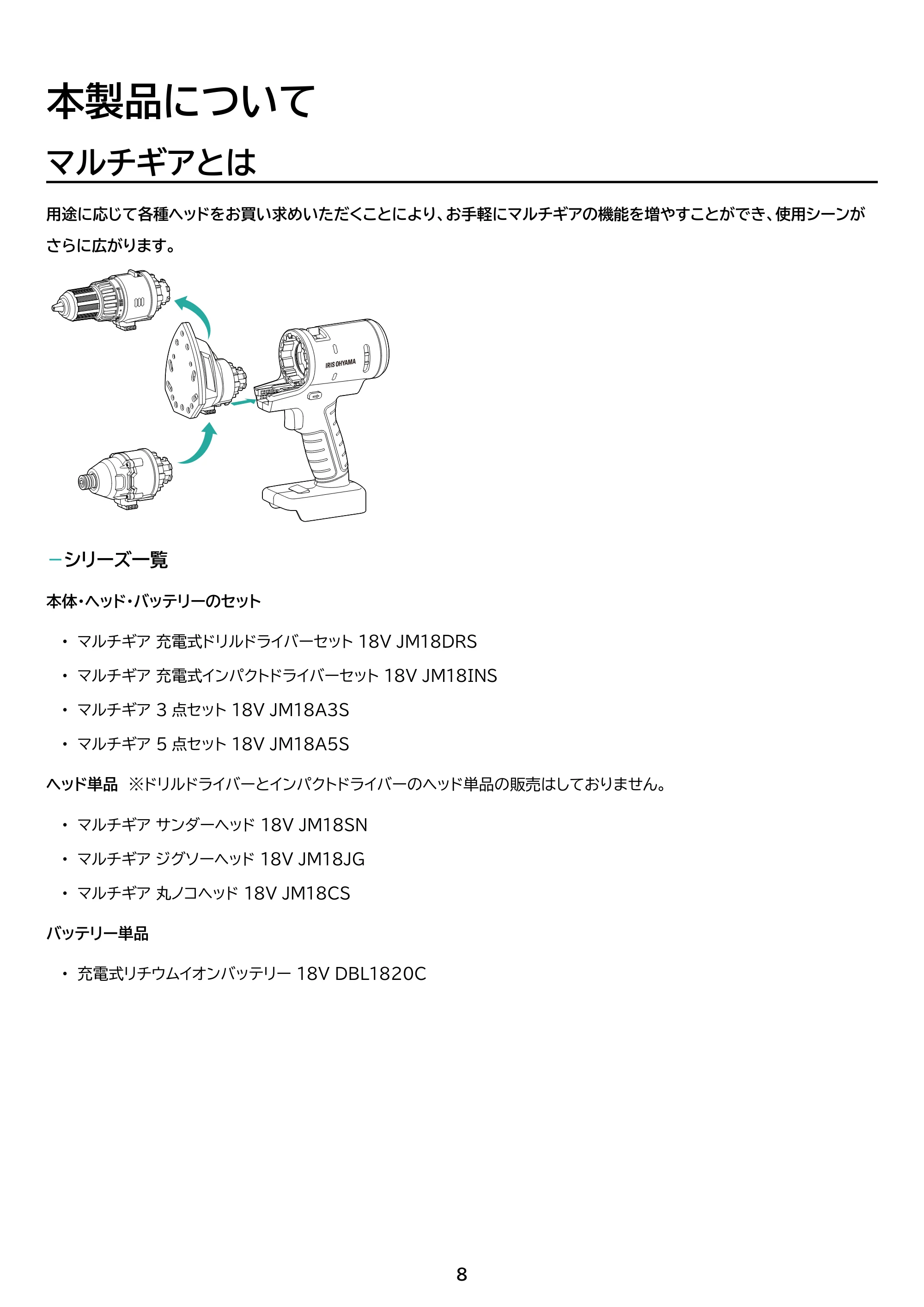 アイリスオーヤマ JM18DRS 取扱説明書 — 原本ページ — 8ページ