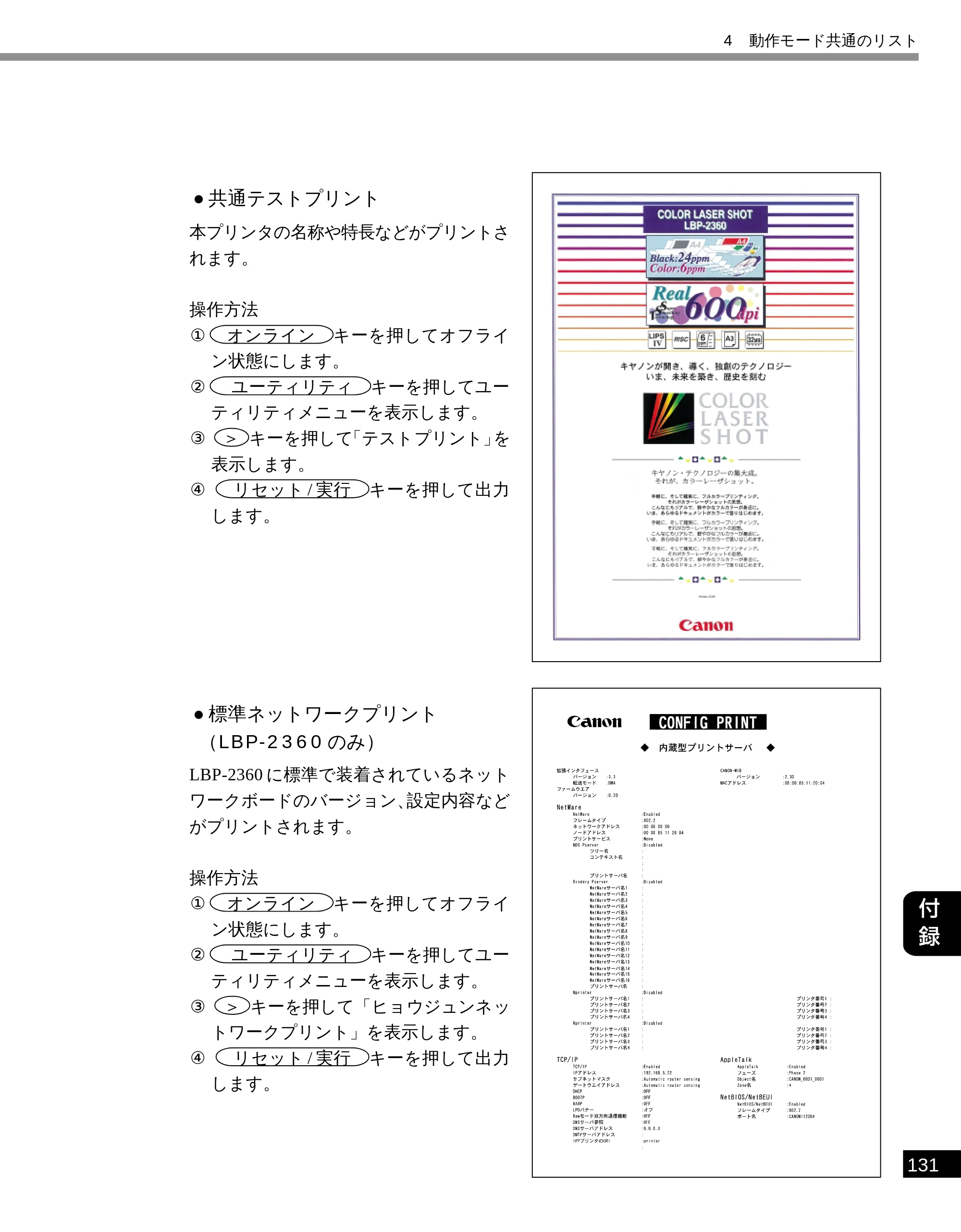 キヤノン LBP-2300 LIPS機能ガイド (PDF形式/2.61Mバイト) — ●共通テストプリント — 原本ページ — 139ページ