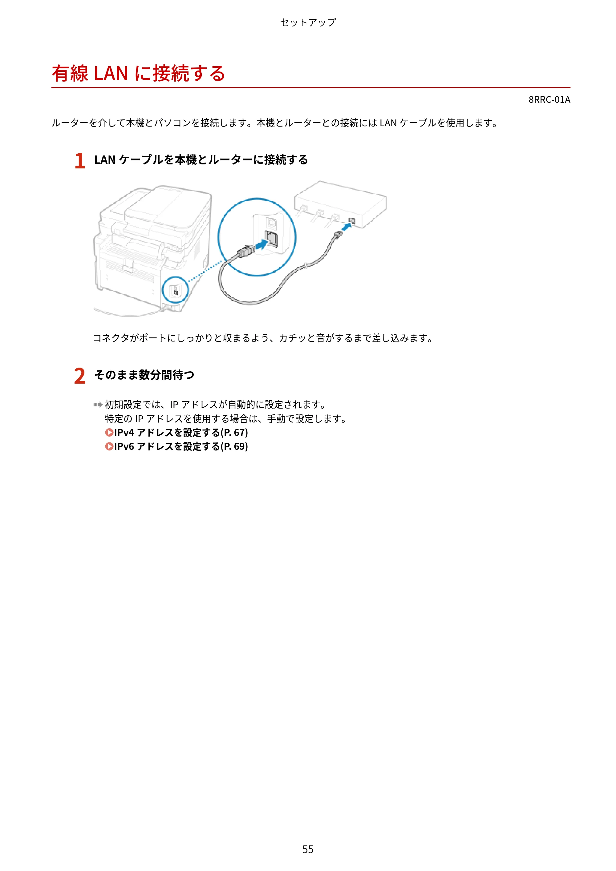キヤノン MF269dw II・MF266dn II・MF265dw II ユーザーズガイド 2026年6月25日更新（PDF：4.86MB） — 有線LANに接続する — 原本ページ — 64ページ