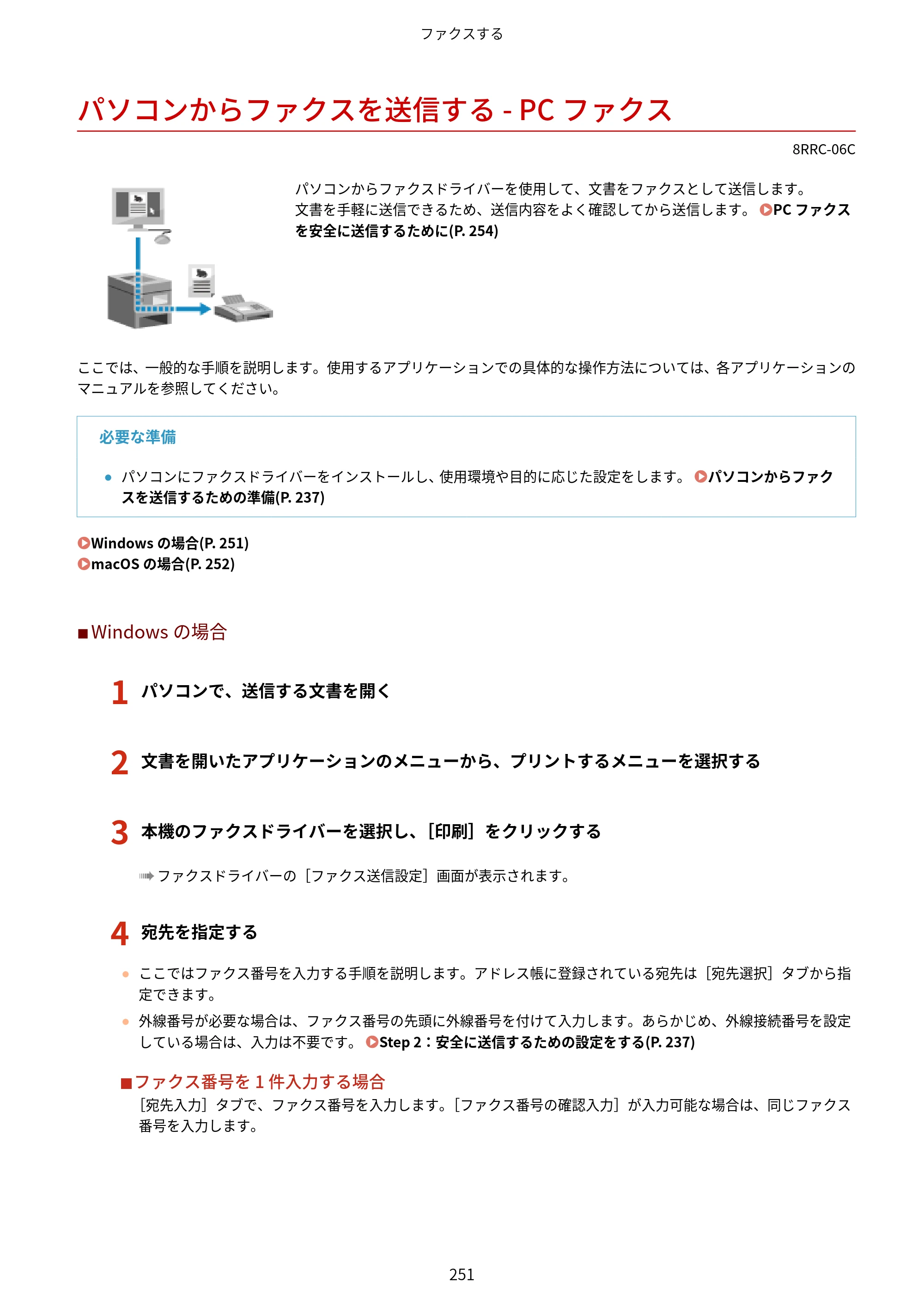 キヤノン MF269dw II・MF266dn II・MF265dw II ユーザーズガイド 2026年6月25日更新（PDF：4.86MB） — パソコンからファクスを送信する - PCファクス — 原本ページ — 260ページ