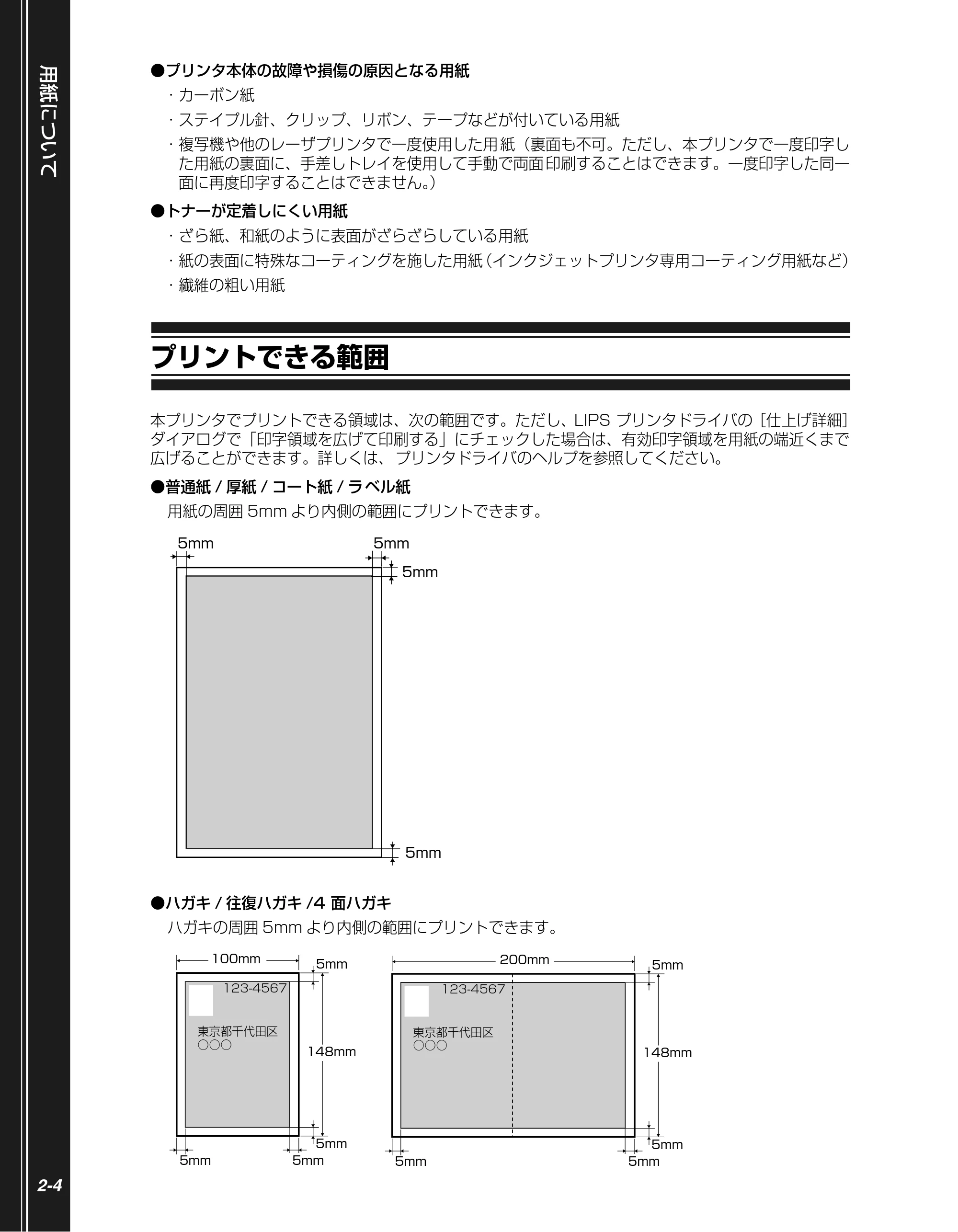 キヤノン LBP5900SE かんたん操作ガイド 2006年11月15日掲載 (PDF形式/7.33Mバイト) — プリントできる範囲 — 原本ページ — 36ページ