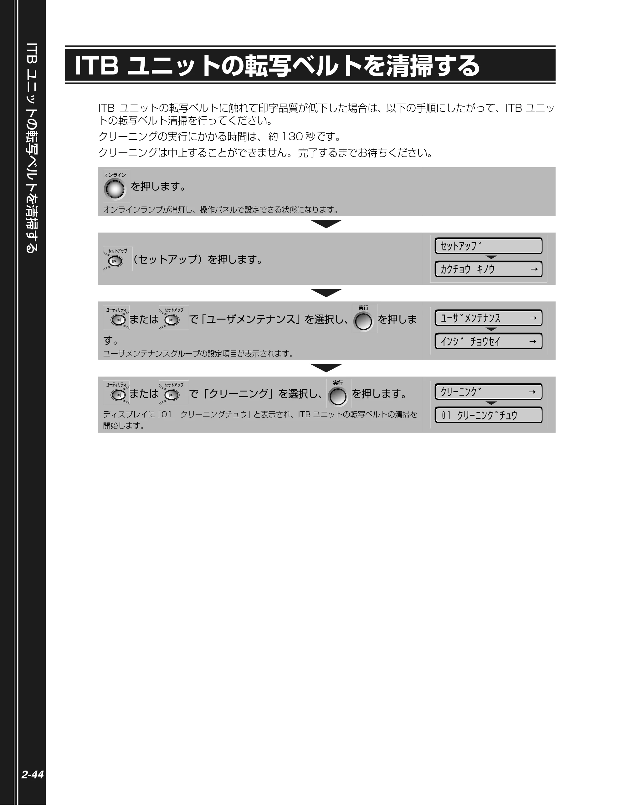キヤノン LBP5900SE かんたん操作ガイド 2006年11月15日掲載 (PDF形式/7.33Mバイト) — ITB ユニットの転写ベルトを清掃する — 原本ページ — 76ページ