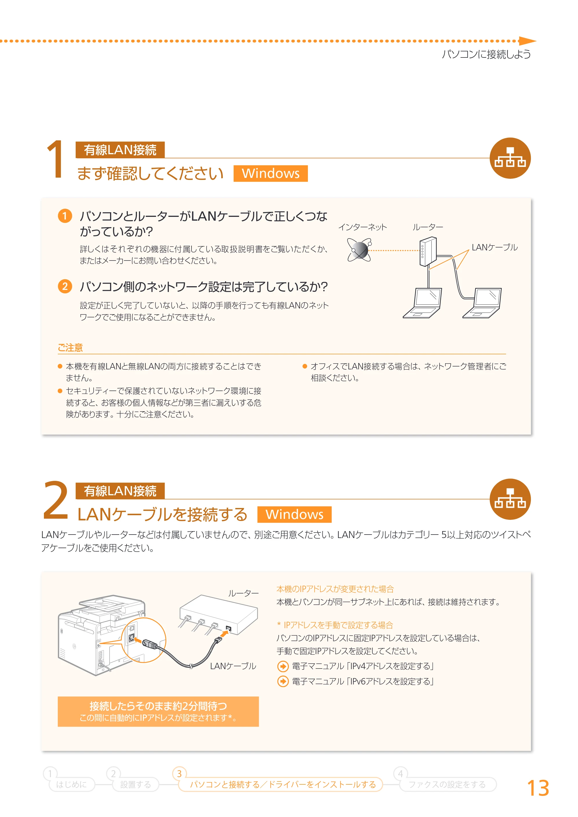 キヤノン MF8280Cw/MF8230Cn かんたん設置ガイド 2013年9月5日更新（PDF：3.15MB） — 原本ページ — 13ページ