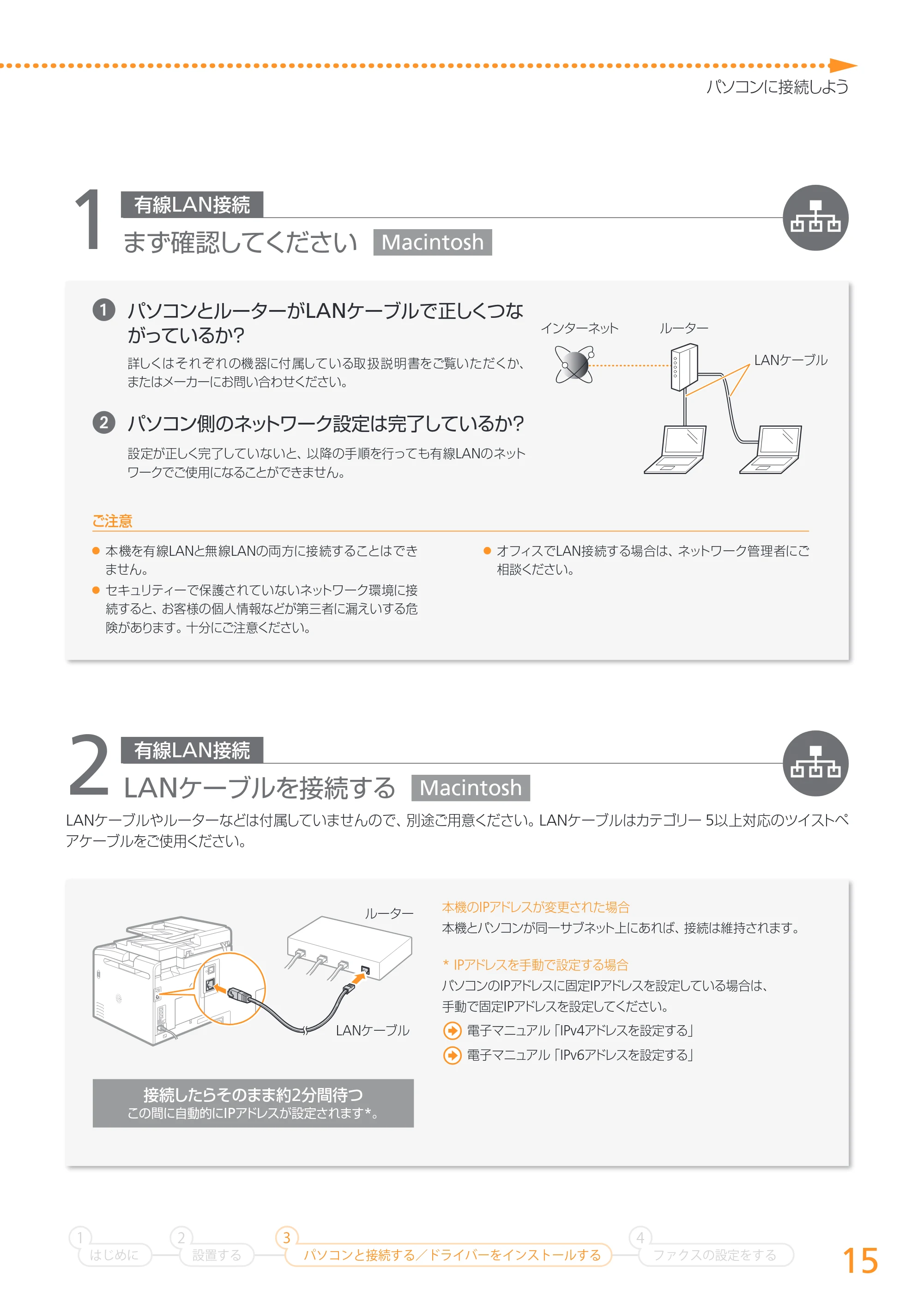 キヤノン MF8280Cw/MF8230Cn かんたん設置ガイド 2013年9月5日更新（PDF：3.15MB） — 原本ページ — 15ページ