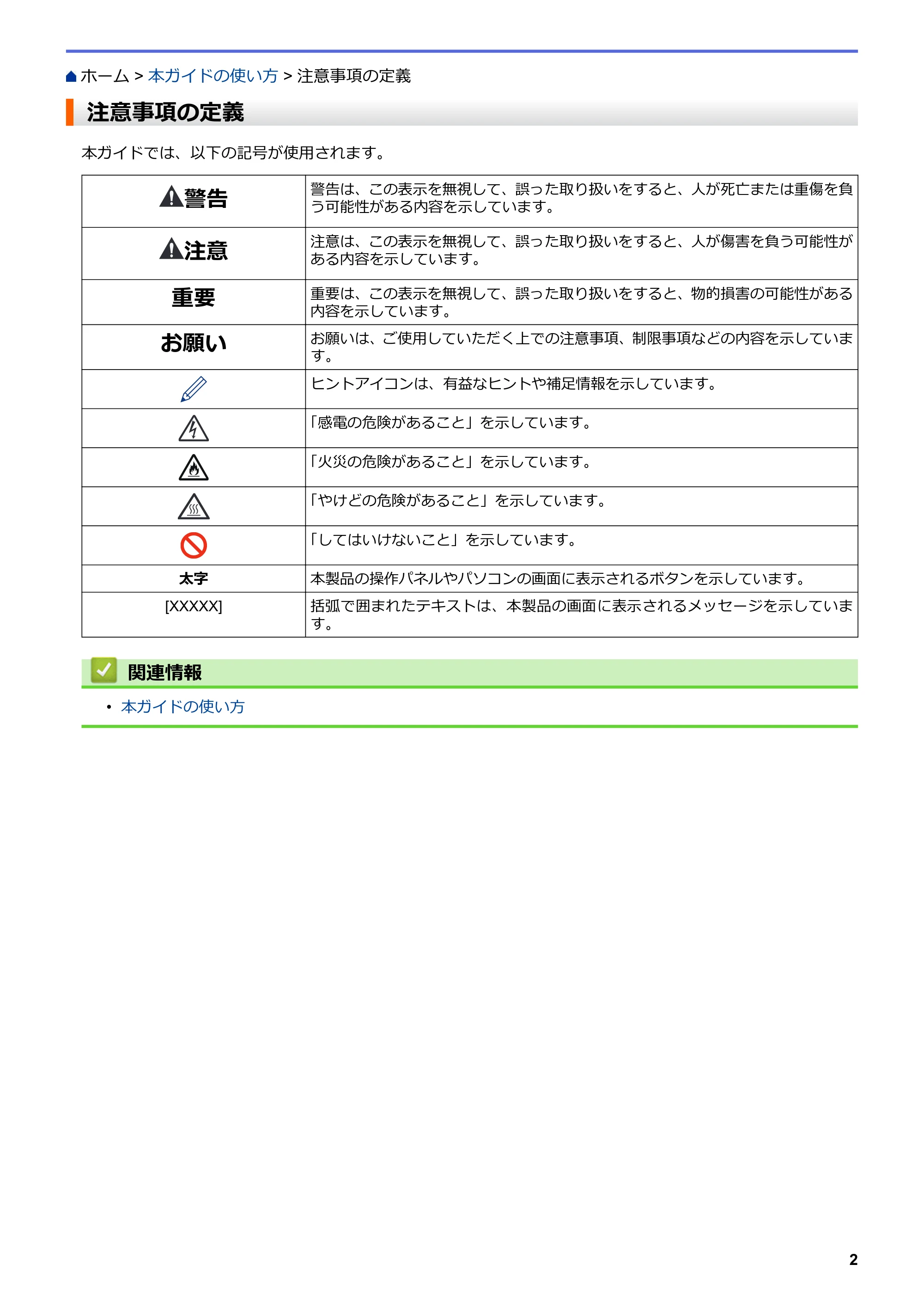 ブラザー MFC-L3770CDW オンラインユーザーズガイド — 注意事項の定義 — 原本ページ — 9ページ