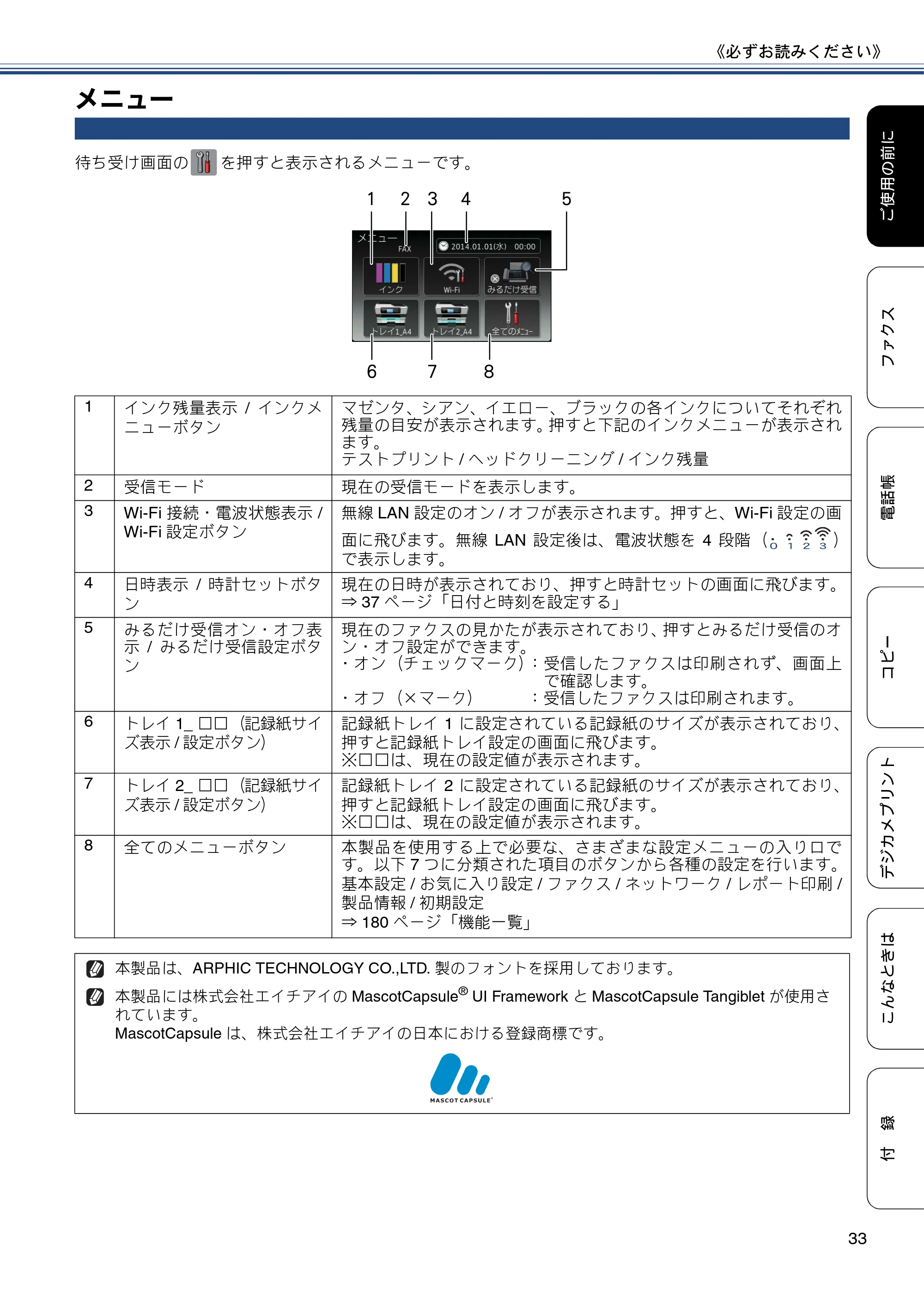 ブラザー MFC-J6975CDW ユーザーズガイド ～基本編～ — メニュー — 原本ページ — 33ページ