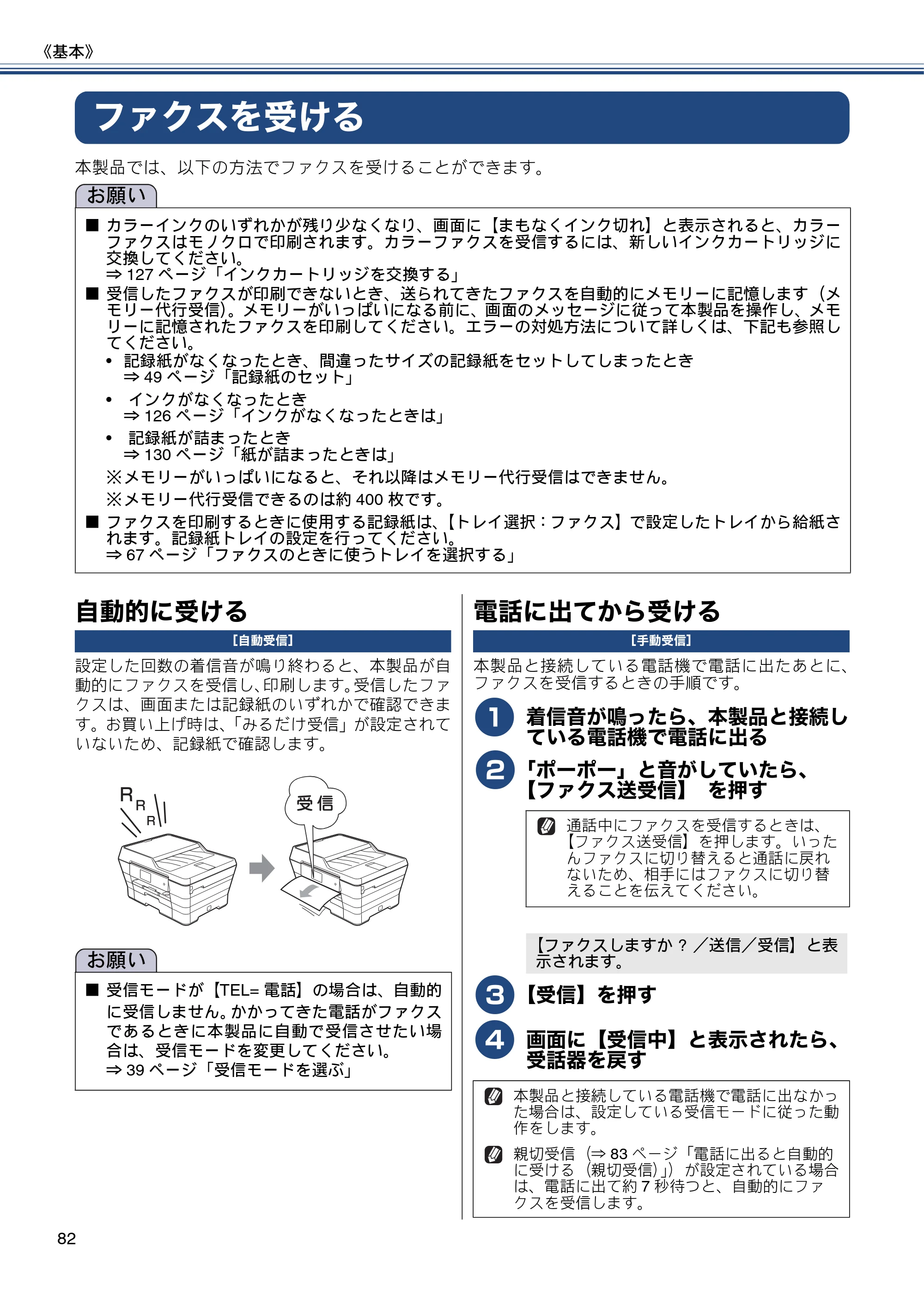 ブラザー MFC-J6975CDW ユーザーズガイド ～基本編～ — ファクスを受ける — 原本ページ — 82ページ