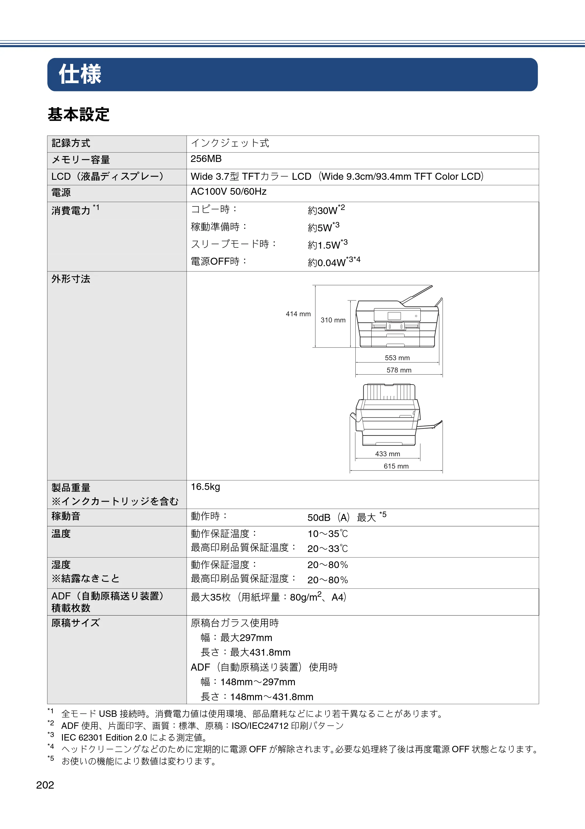 ブラザー MFC-J6975CDW ユーザーズガイド ～基本編～ — 仕様 — 原本ページ — 202ページ