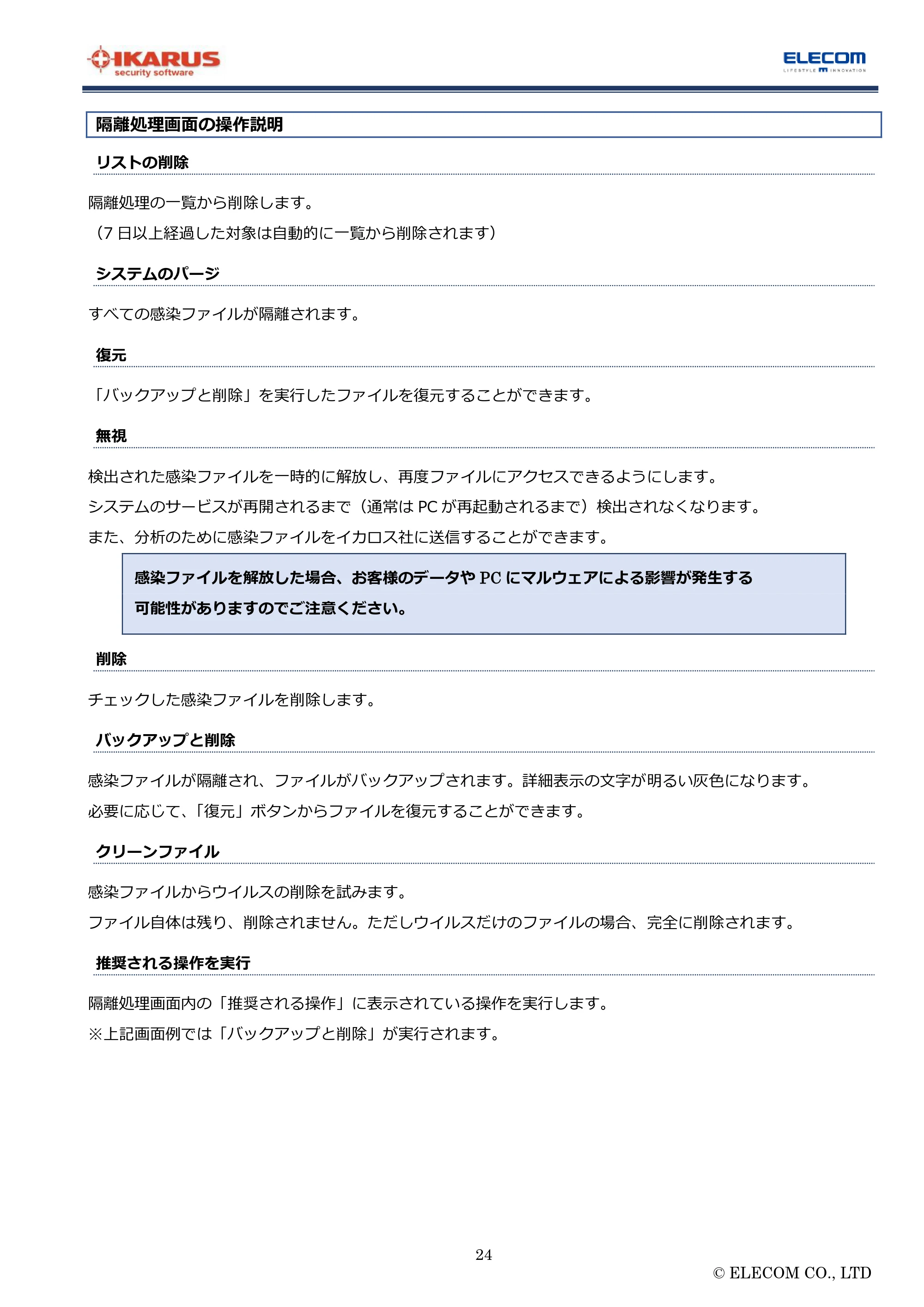 エレコム MF-FS032GU11IKA / MF-FS064GU11IKA / MF-FS128GU11IKA “IKARUS” PC版マニュアル — 原本ページ — 24ページ