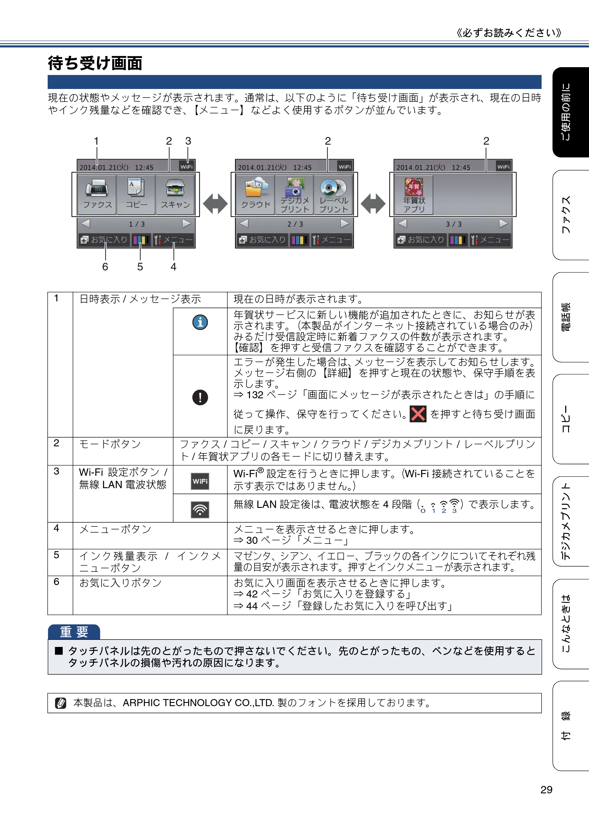 ブラザー MFC-J877N ユーザーズガイド ～基本編～ — 待ち受け画面 — 原本ページ — 29ページ
