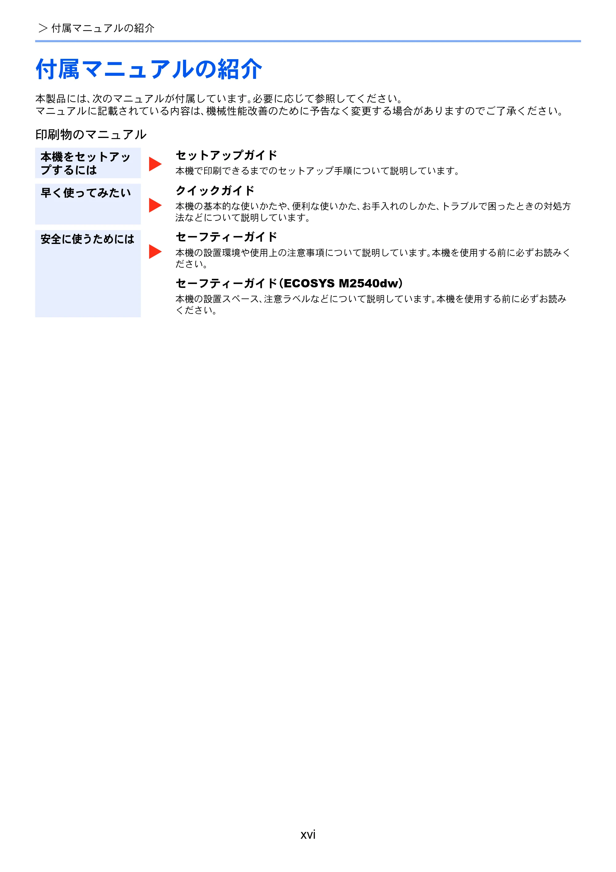 京セラ ECOSYS M2540dw ECOSYS M2540dw 使用説明書 — 付属マニュアルの紹介 — 原本ページ — 18ページ