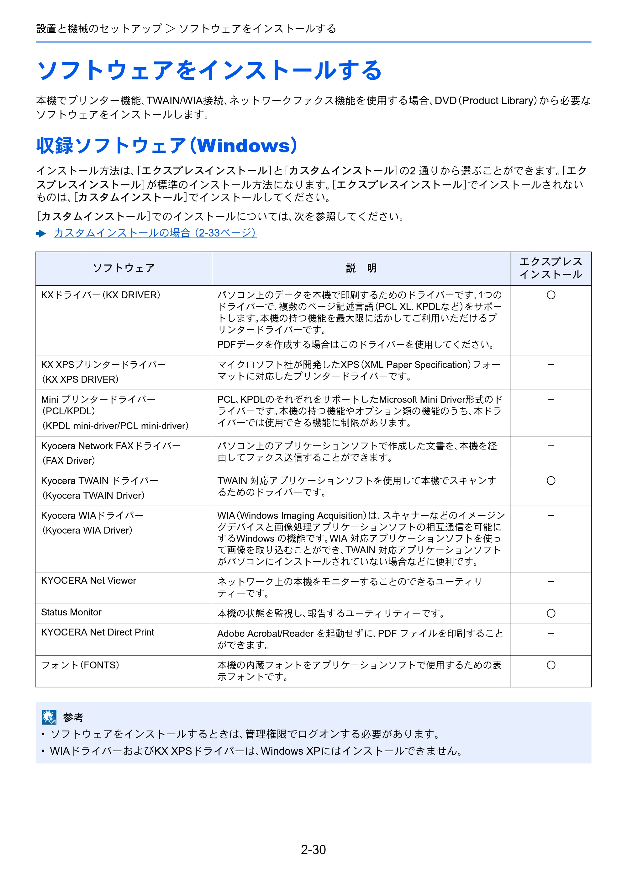 京セラ ECOSYS M2540dw ECOSYS M2540dw 使用説明書 — ソフトウェアをインストールする — 原本ページ — 77ページ