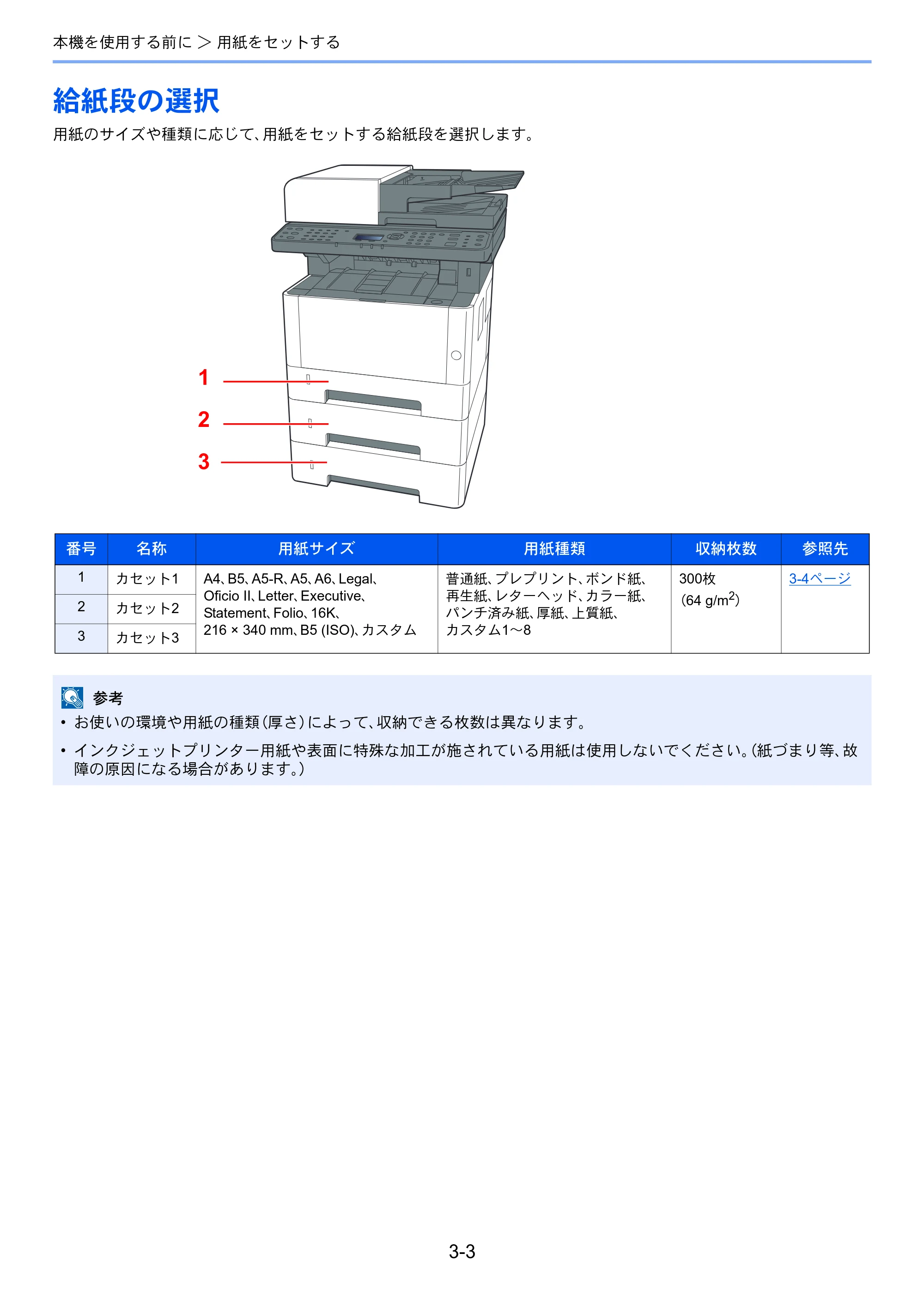 京セラ ECOSYS M2540dw ECOSYS M2540dw 使用説明書 — 給紙段の選択 — 原本ページ — 111ページ
