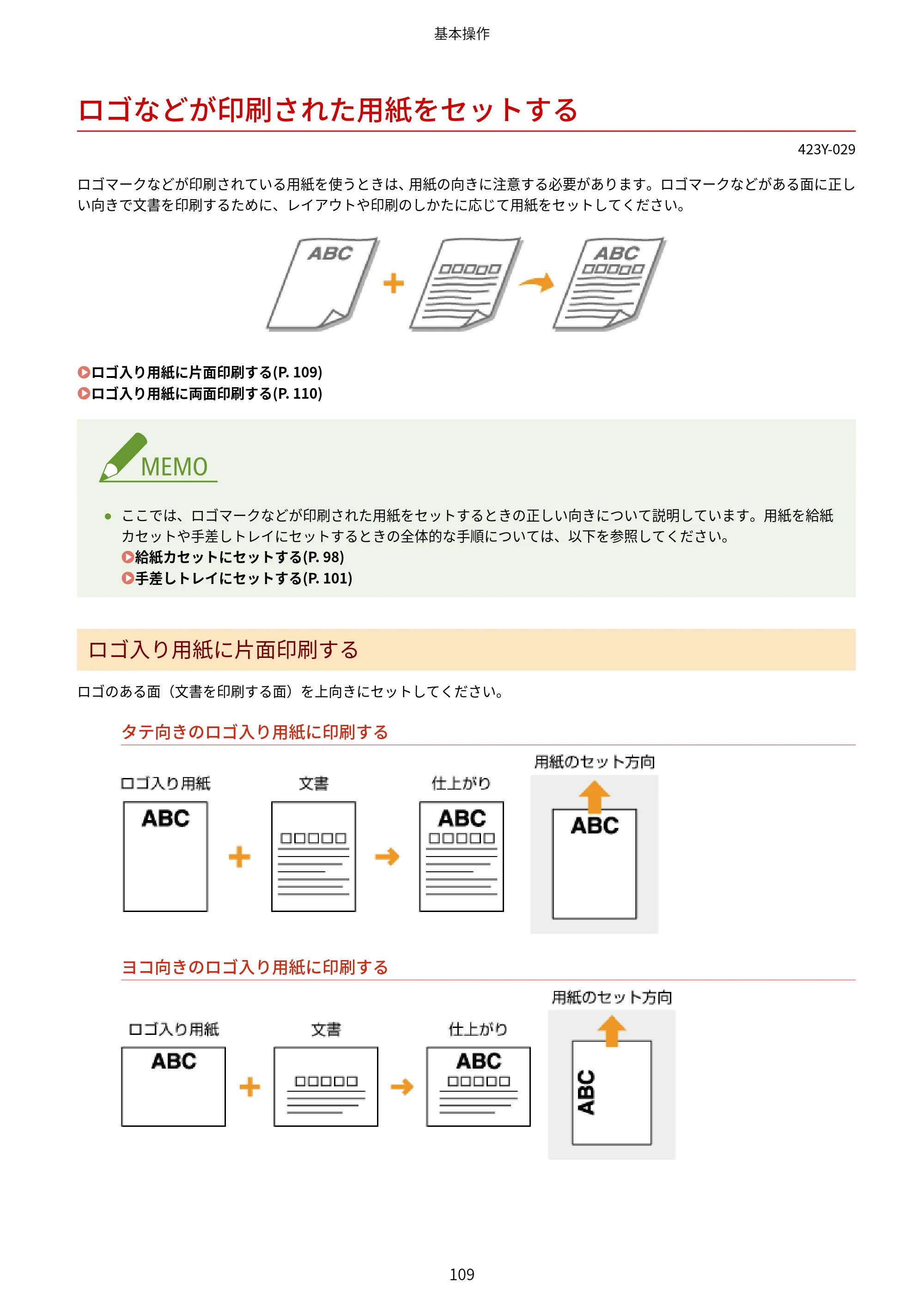 キヤノン LBP162/LBP162L/LBP161 ユーザーズガイド 2022年6月2日掲載（PDF：3.63MB） — ロゴなどが印刷された用紙をセットする — 原本ページ — 115ページ
