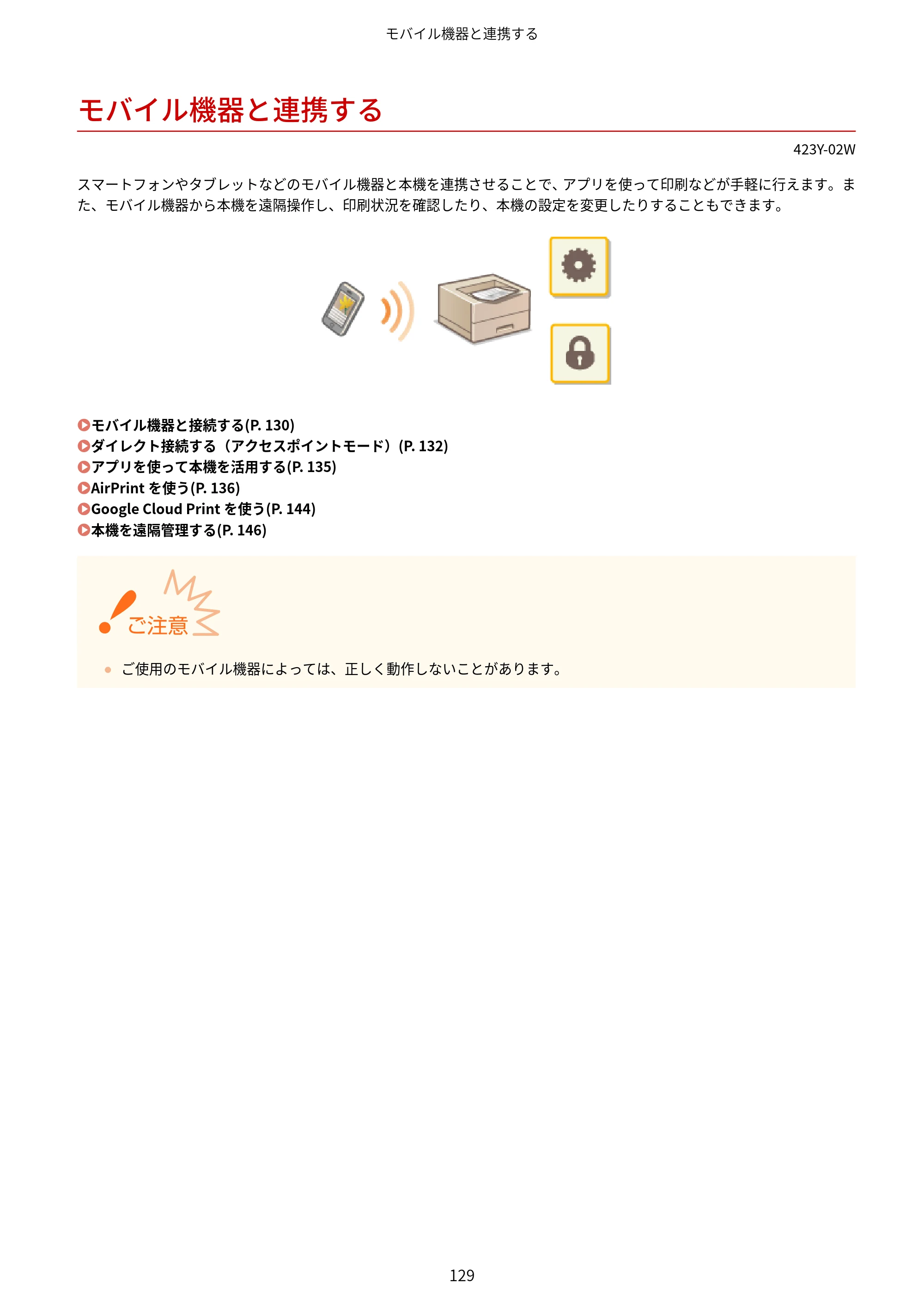 キヤノン LBP162/LBP162L/LBP161 ユーザーズガイド 2022年6月2日掲載（PDF：3.63MB） — モバイル機器と連携する — 原本ページ — 135ページ