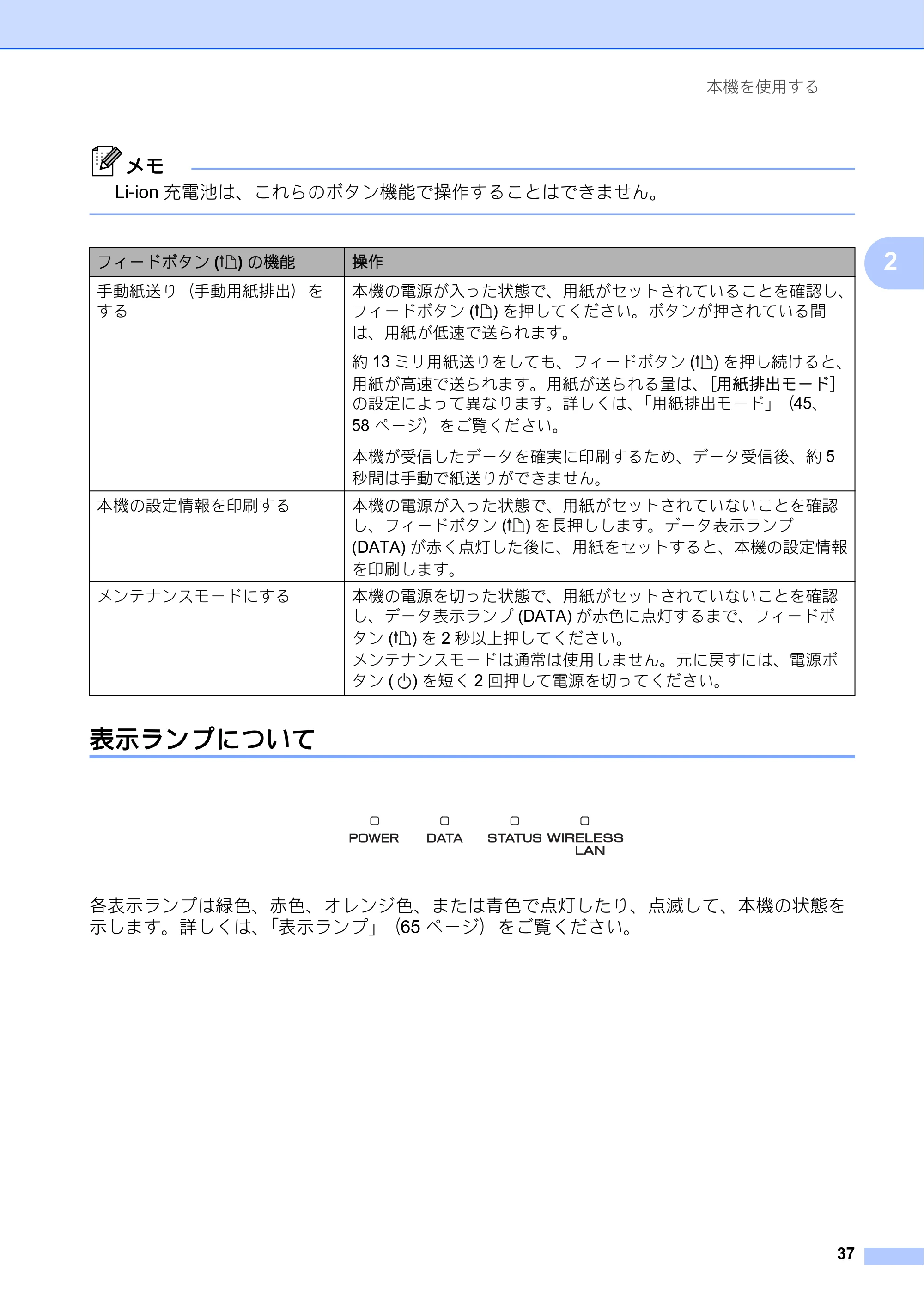 ブラザー PJ-673 取扱説明書 — 表示ランプについて — 原本ページ — 41ページ