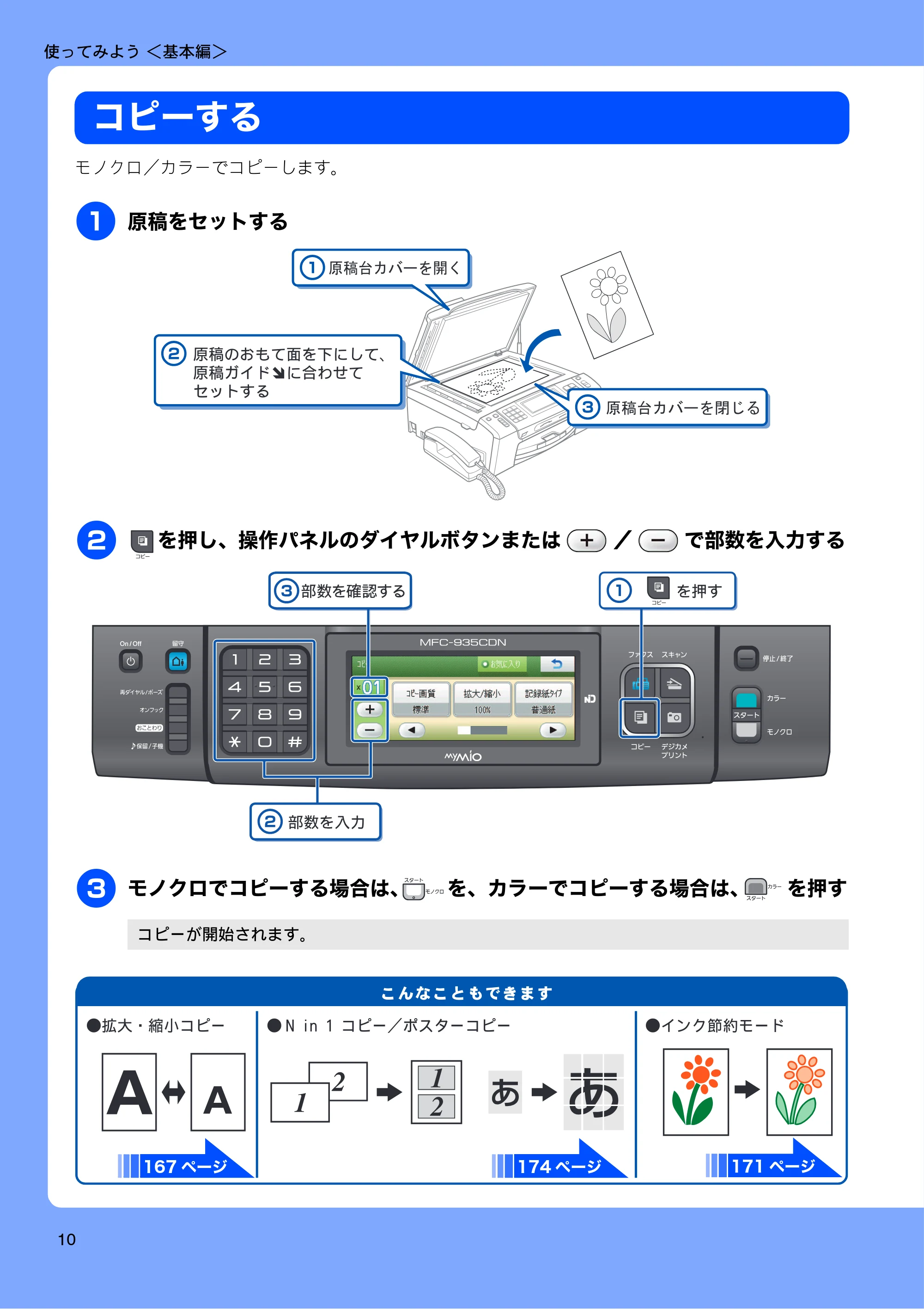 ブラザー MFC-735CD / MFC-735CDW / MFC-935CDN / MFC-935CDWN ユーザーズガイド ~基本編~ — コピーする — 原本ページ — 12ページ