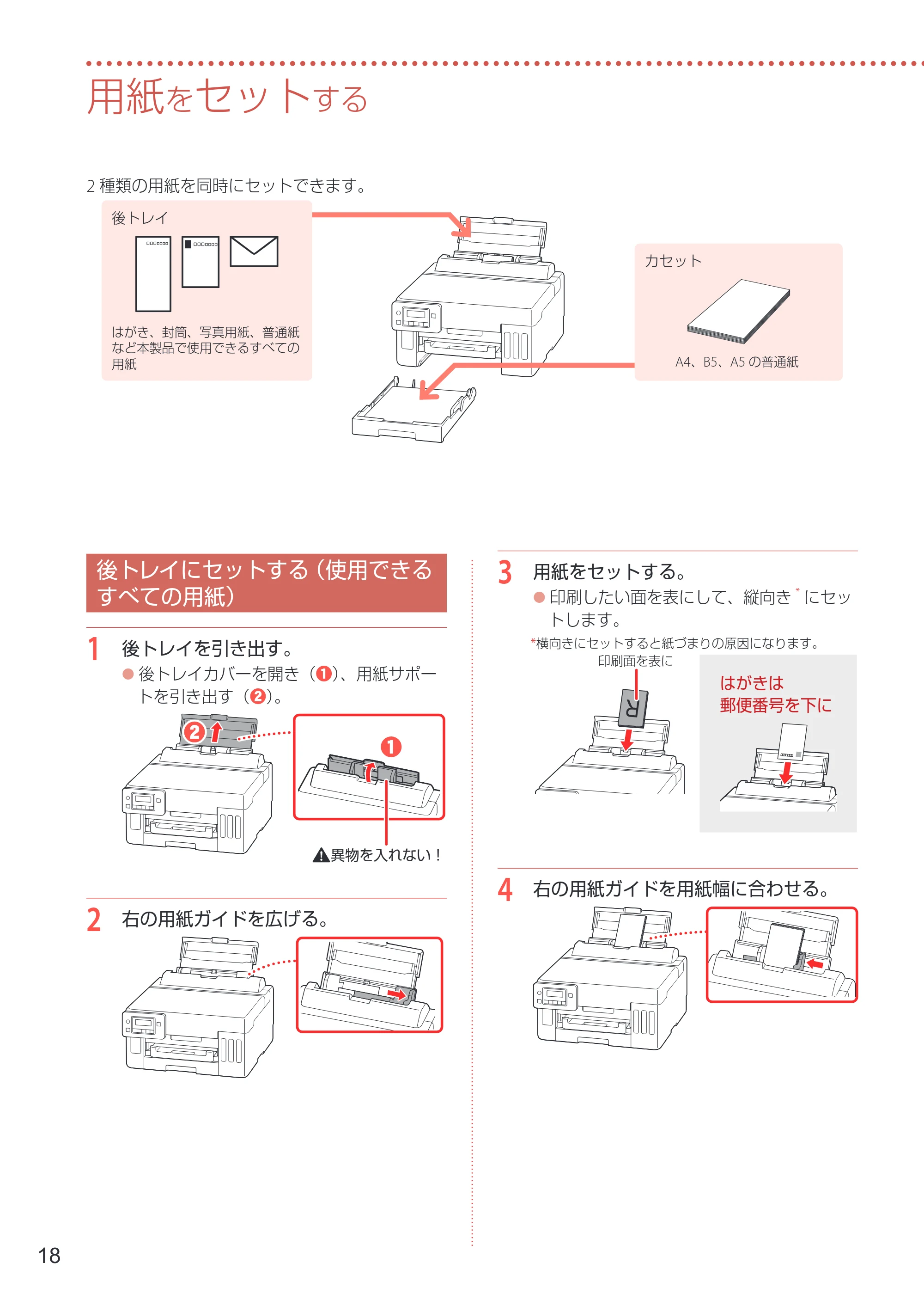 キヤノン GX5030 設置・基本操作マニュアル 2022年3月3日掲載（PDF：6.00MB） — 用紙をセットする — 原本ページ — 20ページ