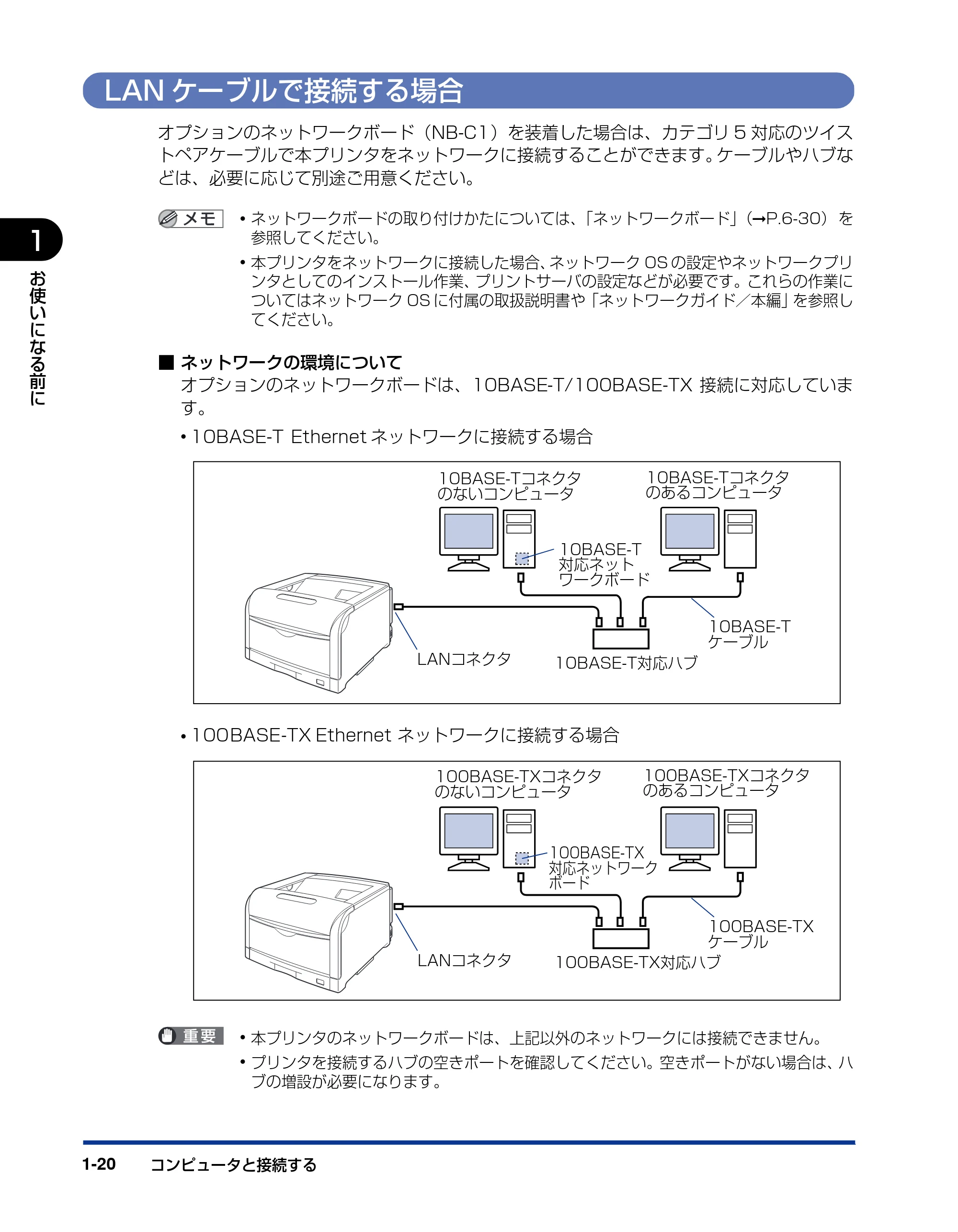 キヤノン LBP5600SE ユーザーズガイド 2006年11月15日 掲載 (PDF形式/17.68Mバイト) — LANケーブルで接続する場合 — 原本ページ — 42ページ