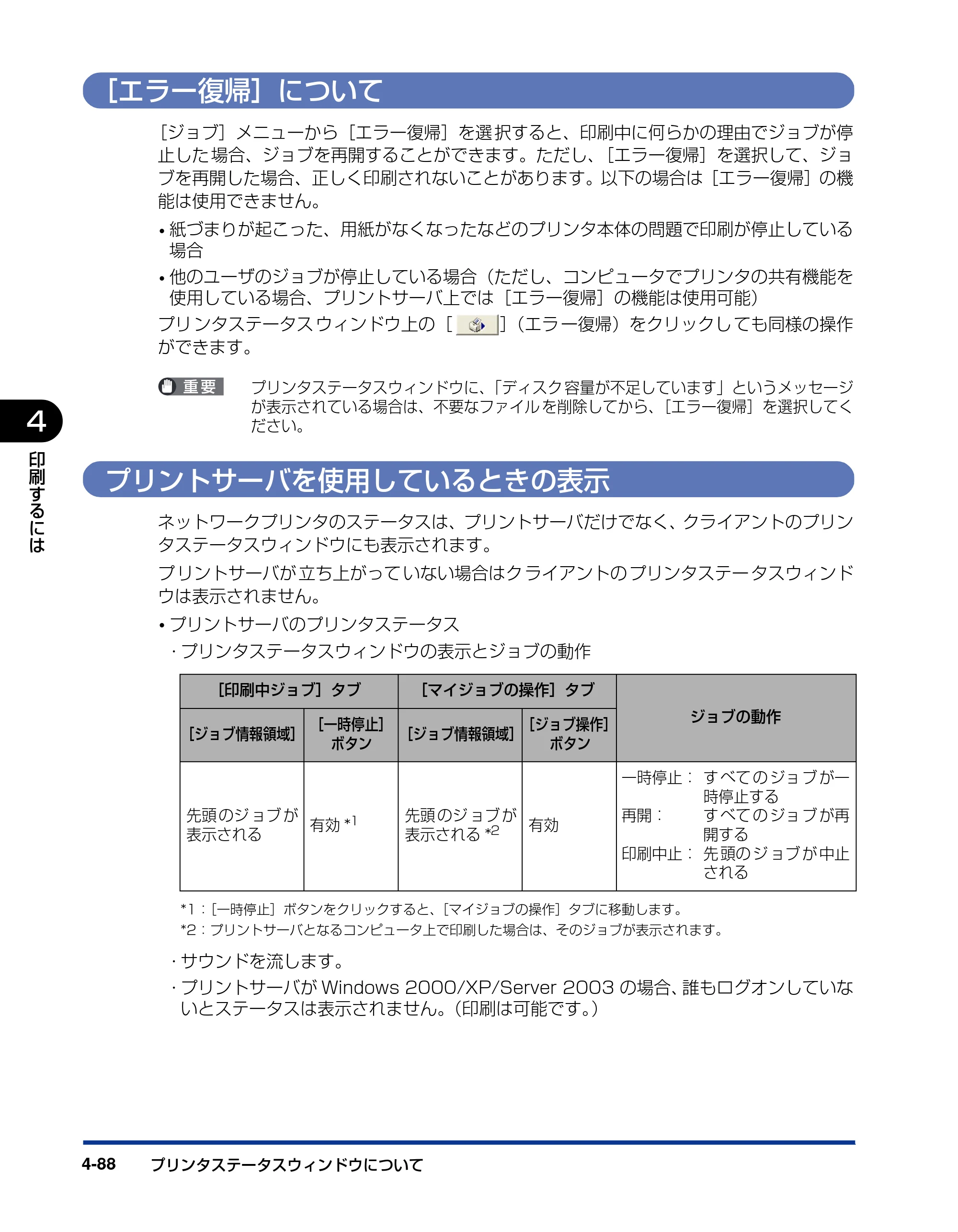 キヤノン LBP5600SE ユーザーズガイド 2006年11月15日 掲載 （PDF形式／17.68Mバイト） — ［エラー復帰］について — 原本ページ — 330ページ