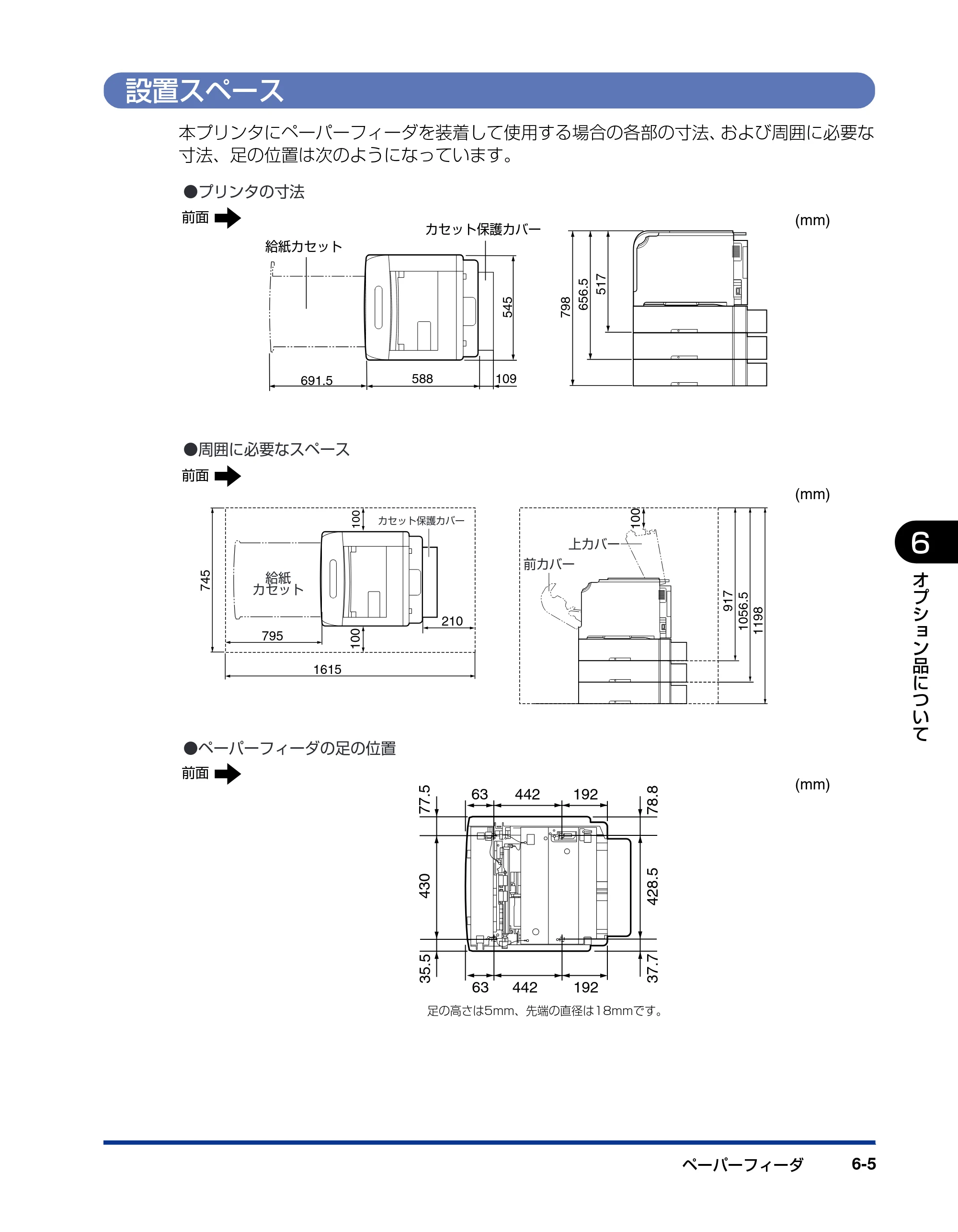 キヤノン LBP5600SE ユーザーズガイド 2006年11月15日 掲載 （PDF形式／17.68Mバイト） — 設置スペース — 原本ページ — 425ページ
