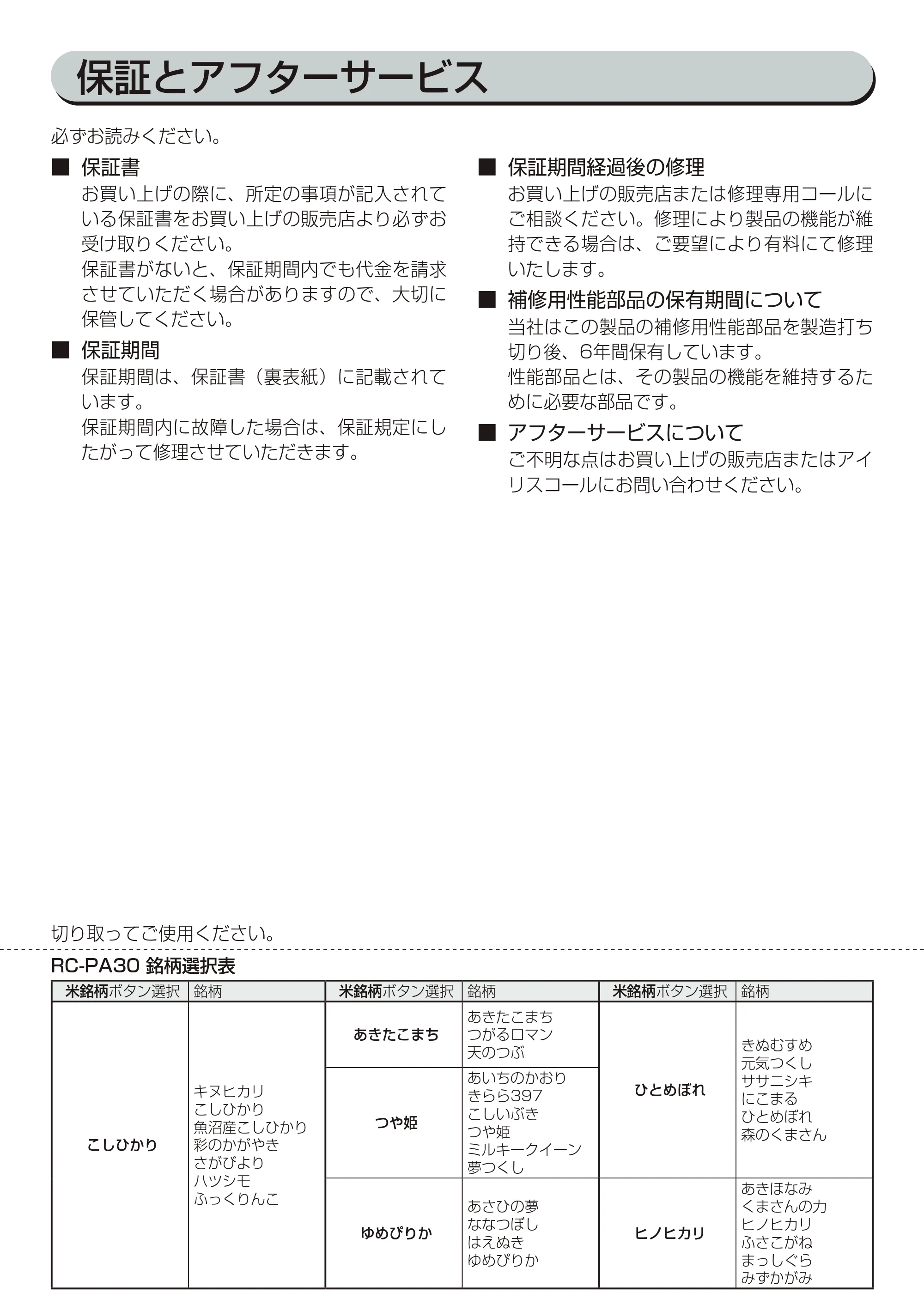 アイリスオーヤマ RC-PA30 取扱説明書 — 原本ページ — 31ページ