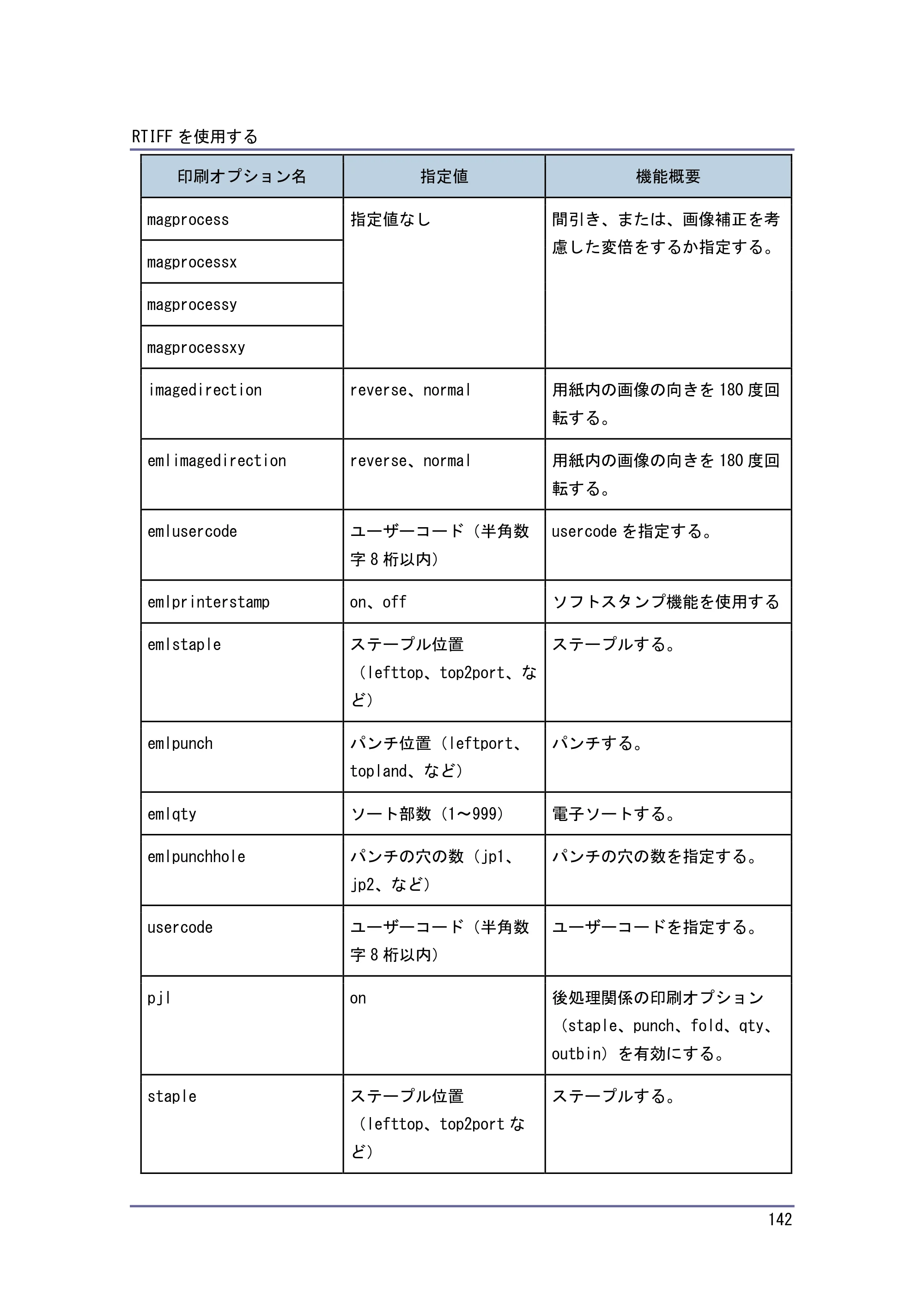 キヤノン PostScript3 エミュレーション （PDF形式／3.04Mバイト） — 印刷オプションの指定項目 — 原本ページ — 143ページ