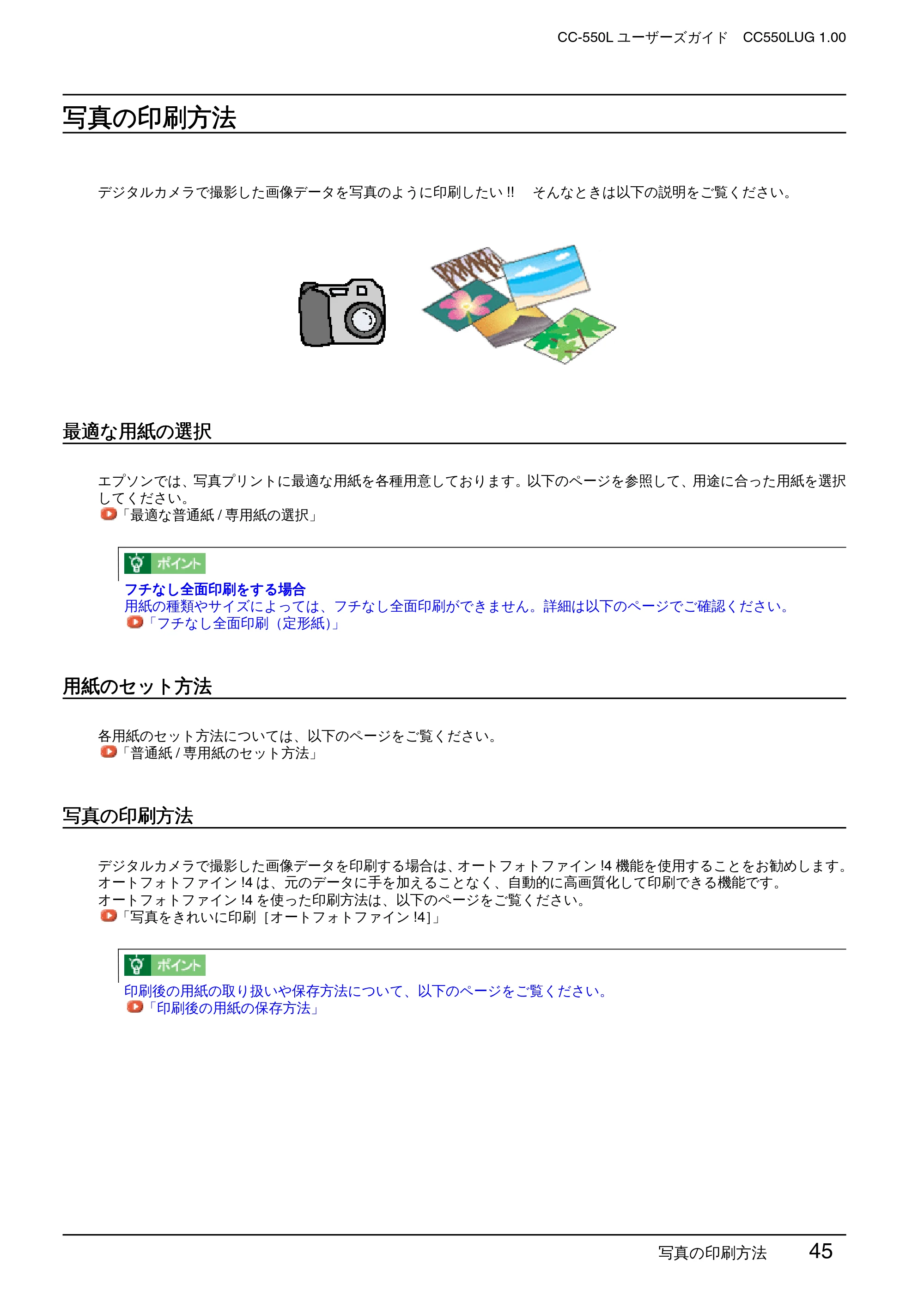 エプソン CC-550L ユーザーズガイド(Windows版) — 写真の印刷方法 — 原本ページ — 45ページ